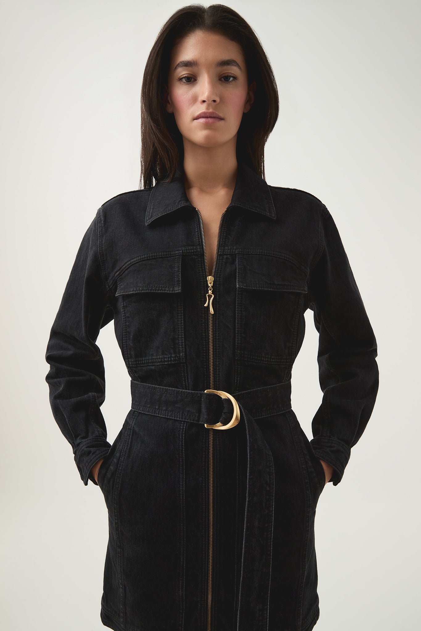 Maya Denim Mini Dress | Black