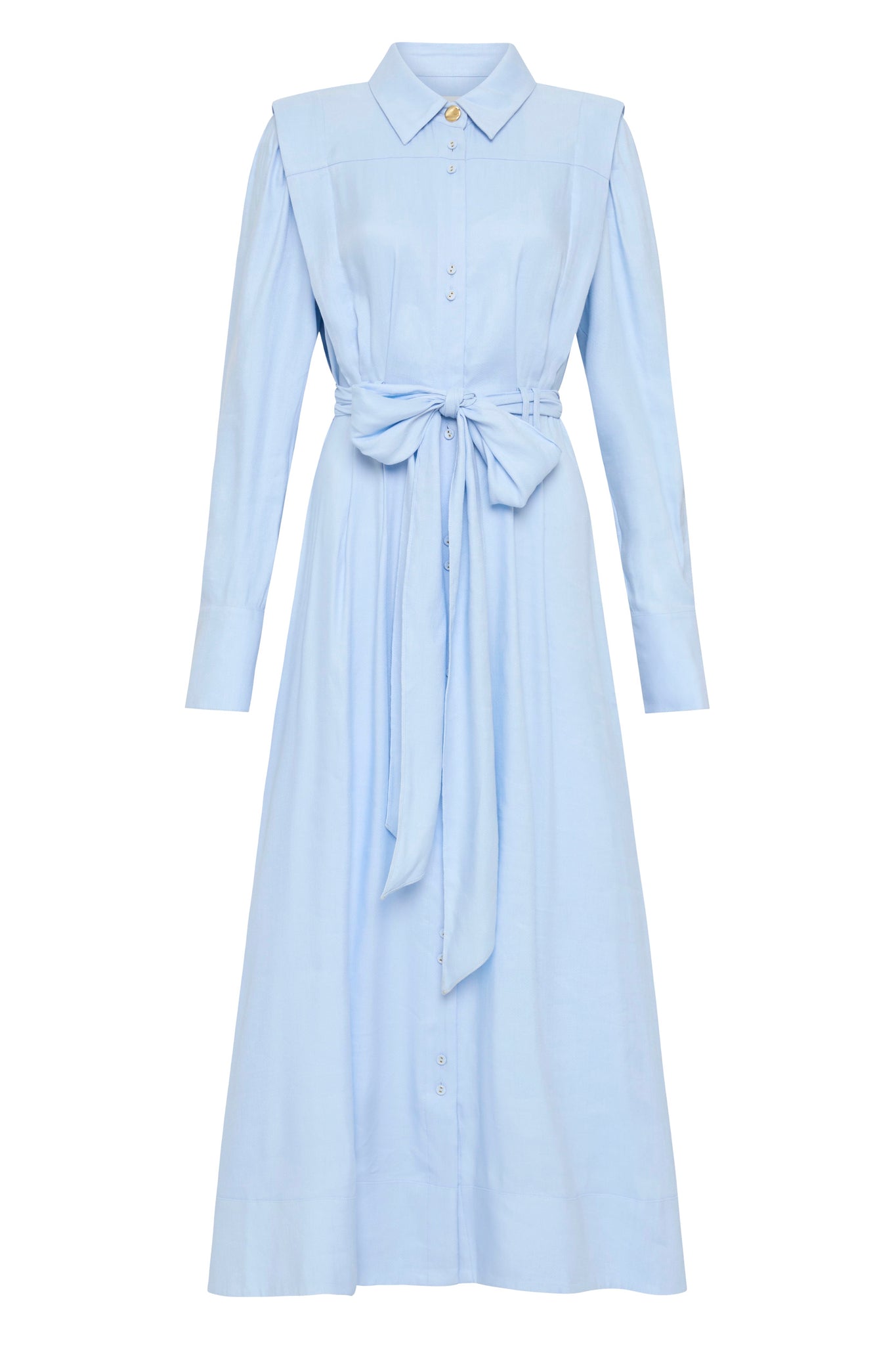 aje blue midi dress Camille Midi Dress-PALE BLUE / 4