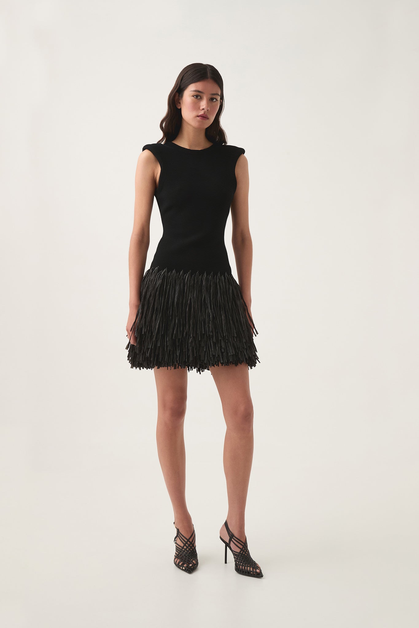 Rushes Raffia Knit Mini Dress-BLACK / XXS Rushes Raffia Knit Mini Dress-BLACK / XXS
