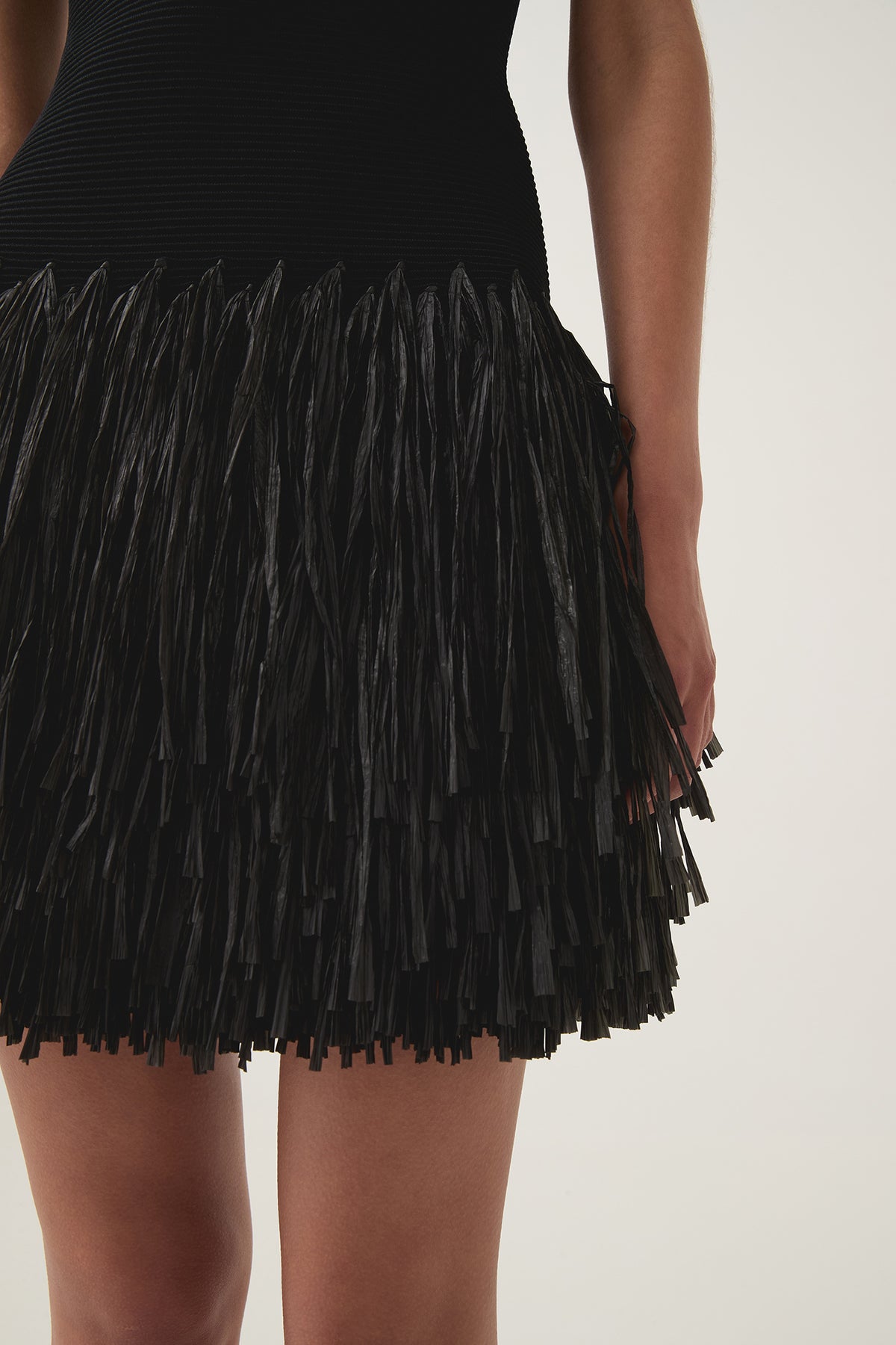 aje fringe dress black Rushes Raffia Knit Mini | bodycon-dress AJE Womens Breeze Knit lou & grey sweater Color:Black Combo