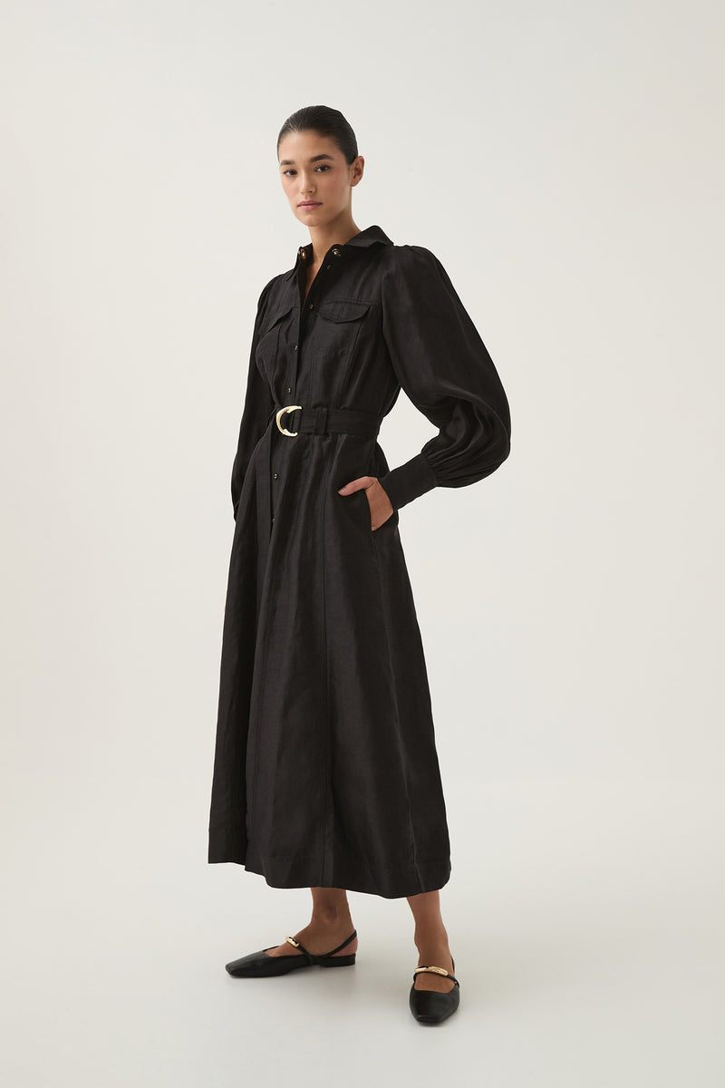 Tasmin Belted Midi Dress | Black | Aje – Aje ROW