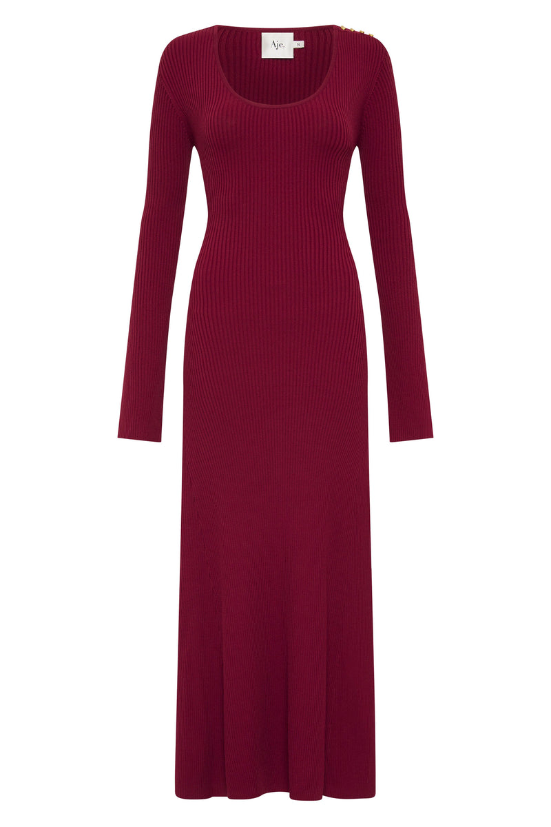 Zeitgeist Knit Midi Dress | Deep Crimson | Aje – Aje ROW