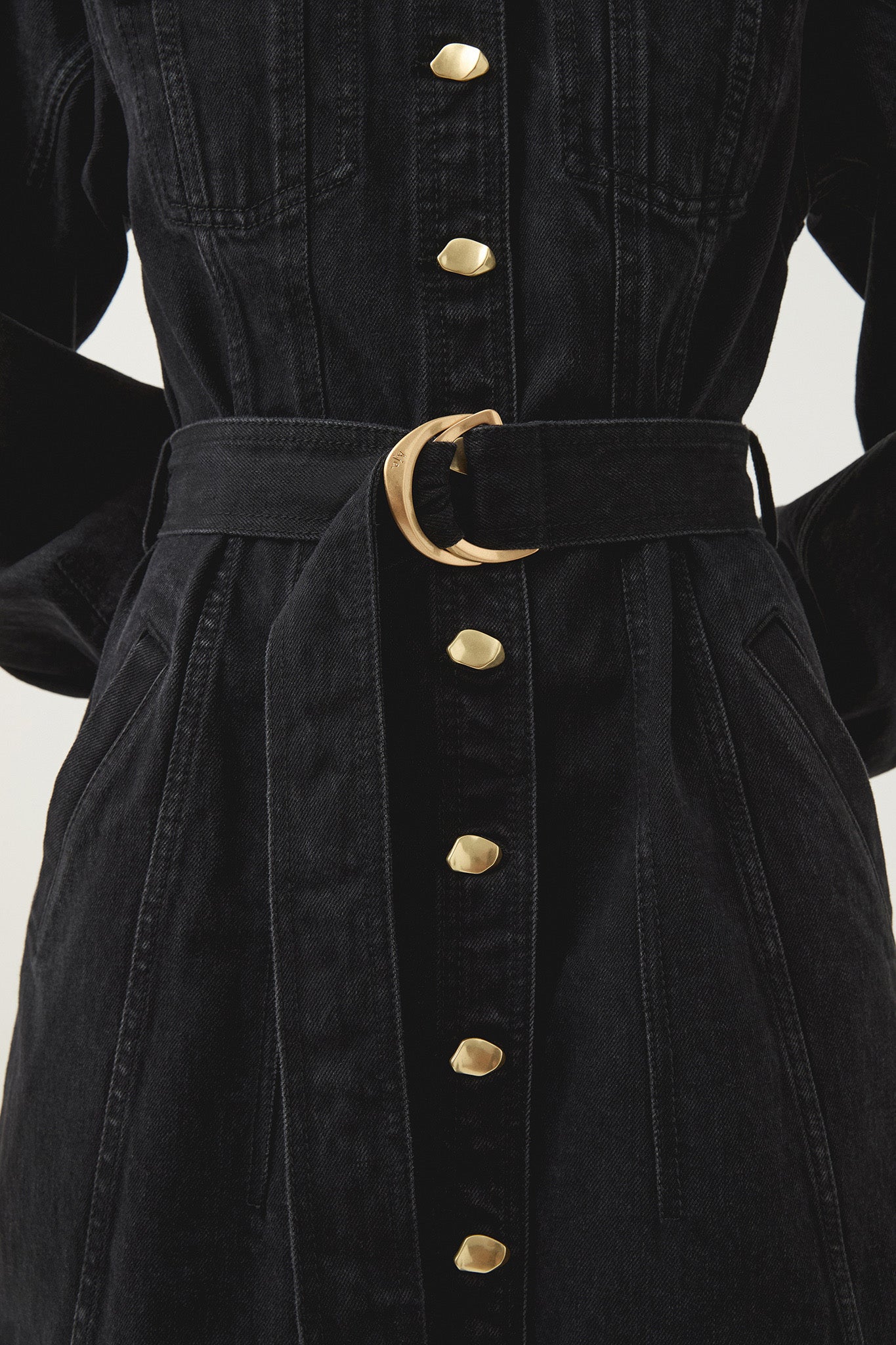 aje black denim dress Sacha Mini Dress