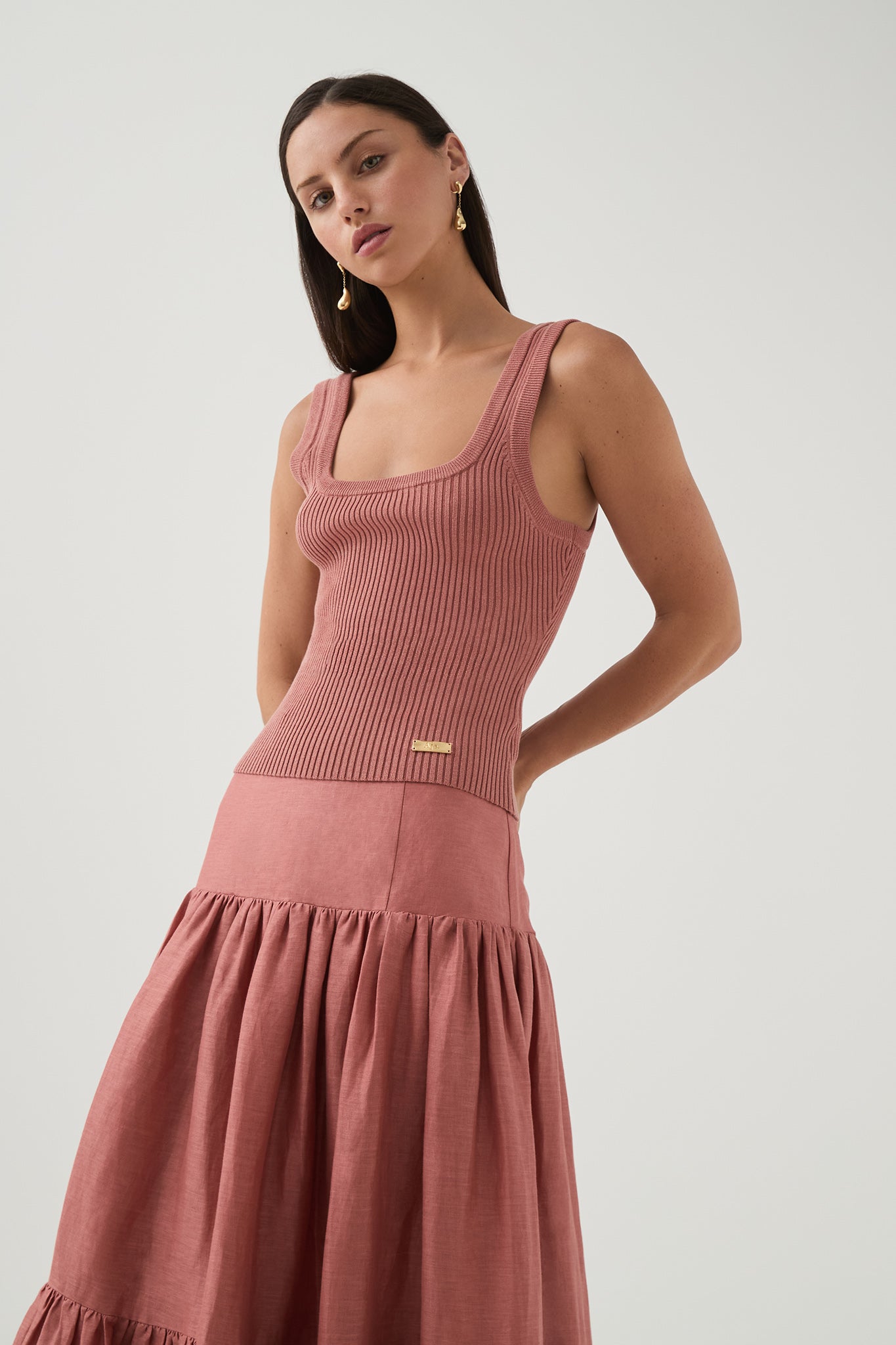 Micro Rib Terracotta Bronte Scoop Neck Rib Tank | Terracotta | Aje – Aje International