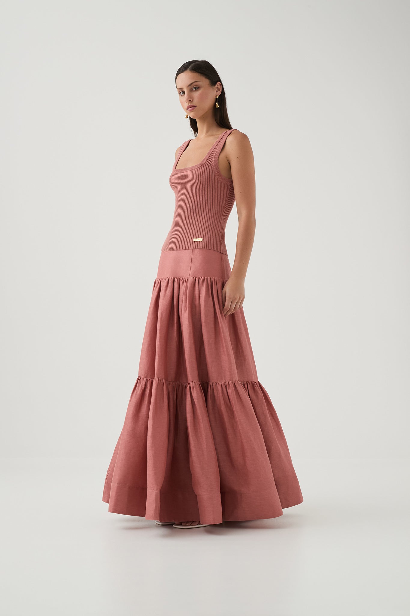 Micro Rib Terracotta Bronte Scoop Neck Rib Tank | Terracotta | Aje – Aje International