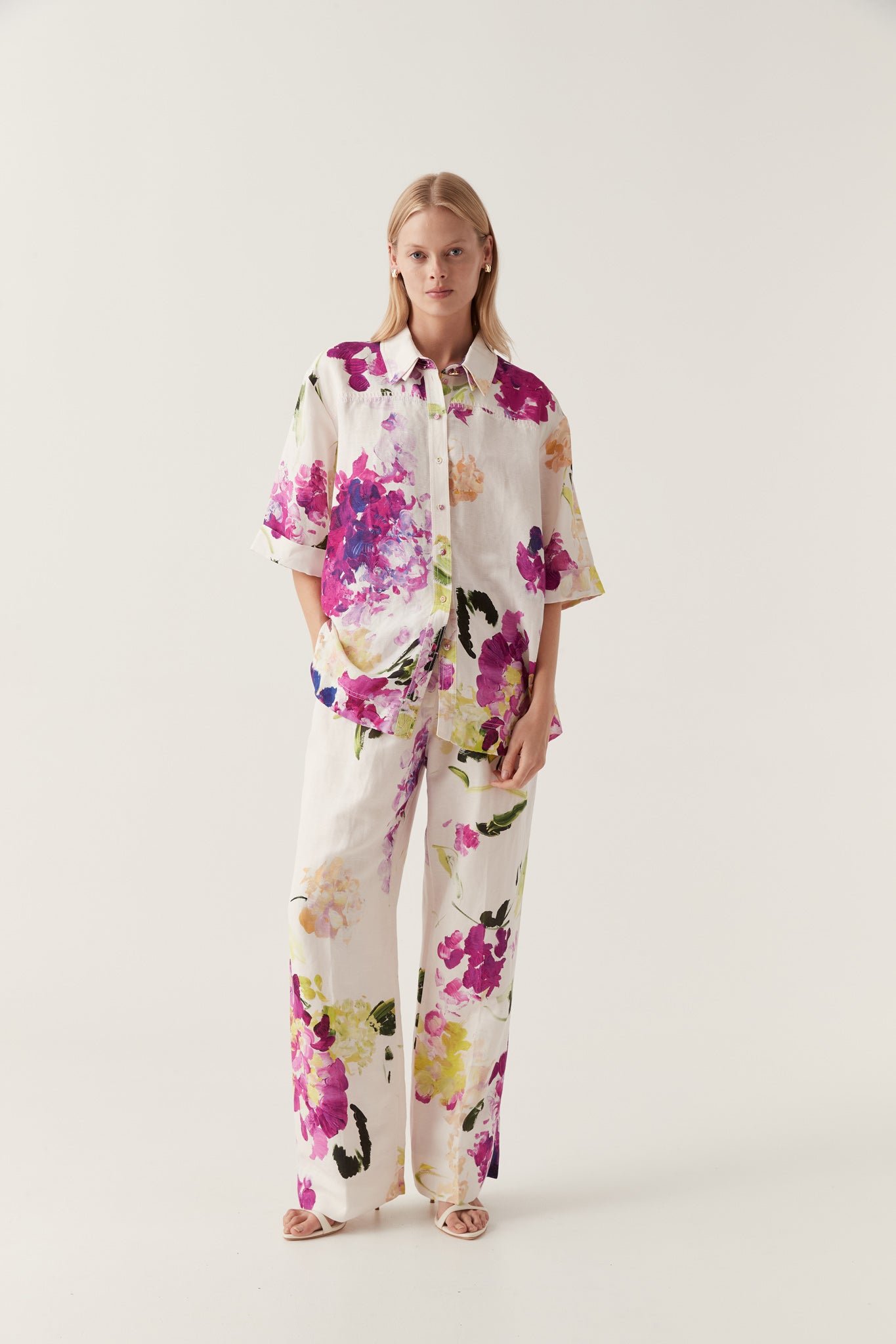 Blaze Stitch Oversized Shirt Wild Hydrangea Aje Aje ROW