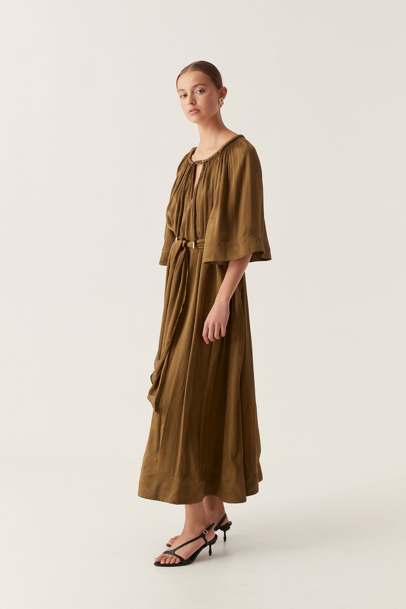 Seraphina Silk Midi Dress | Deep Olive | Aje – Aje ROW