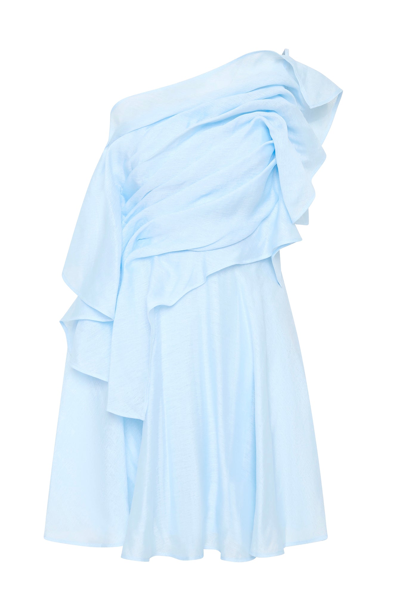 aje genesis mini dress Aje + Genesis One-Shoulder Ruffled Shirred Muslin Mini Dress