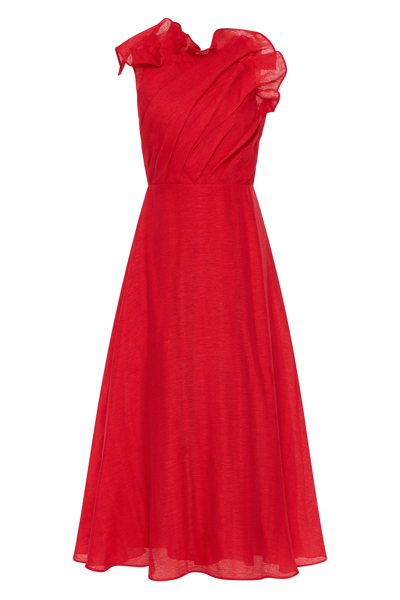 aje dress red Leonie Midi Dress-SCARLET RED / 4
