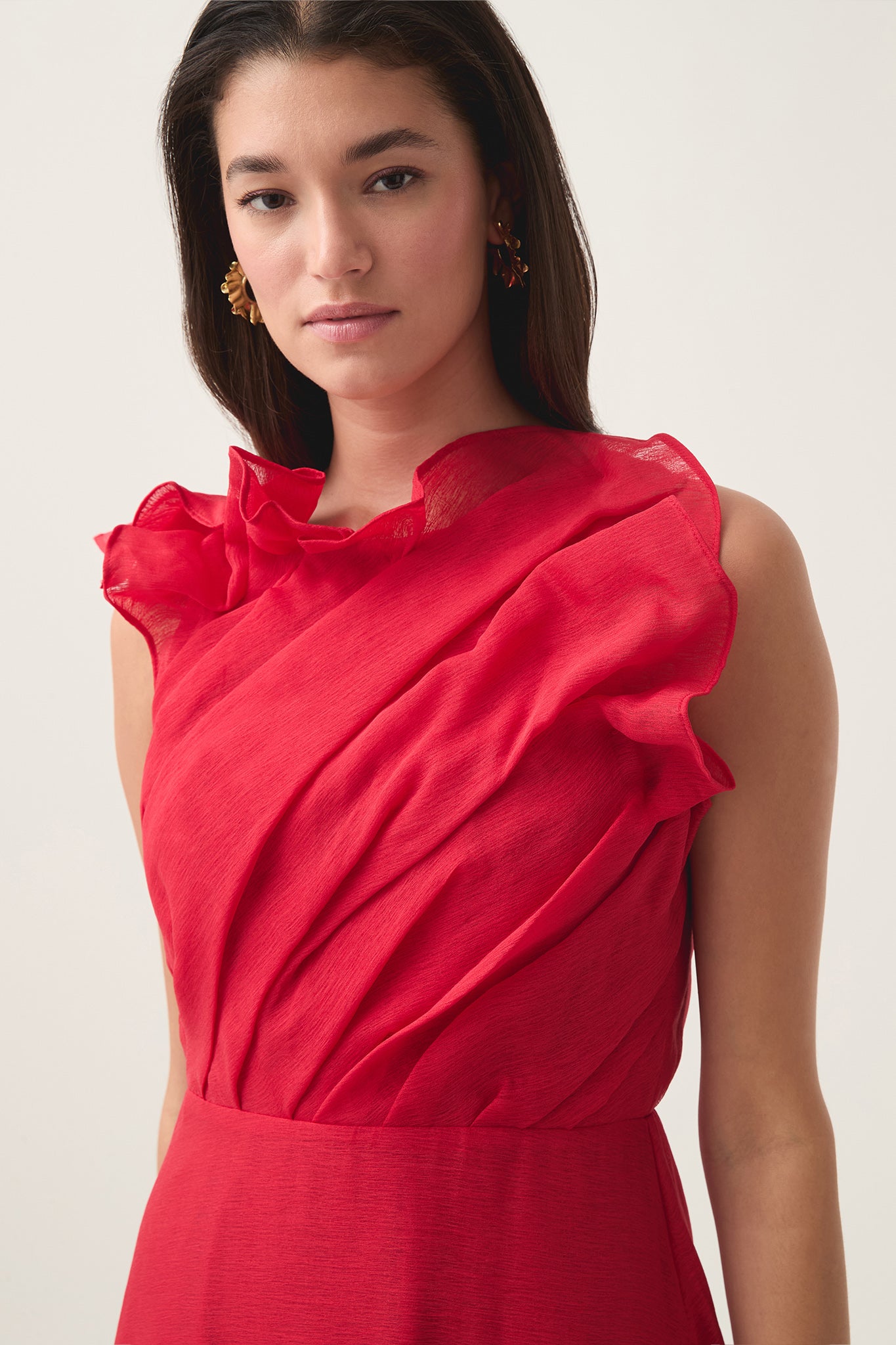 genesis midi dress Aje Genesis Sleeveless Ruffled Midi Dress