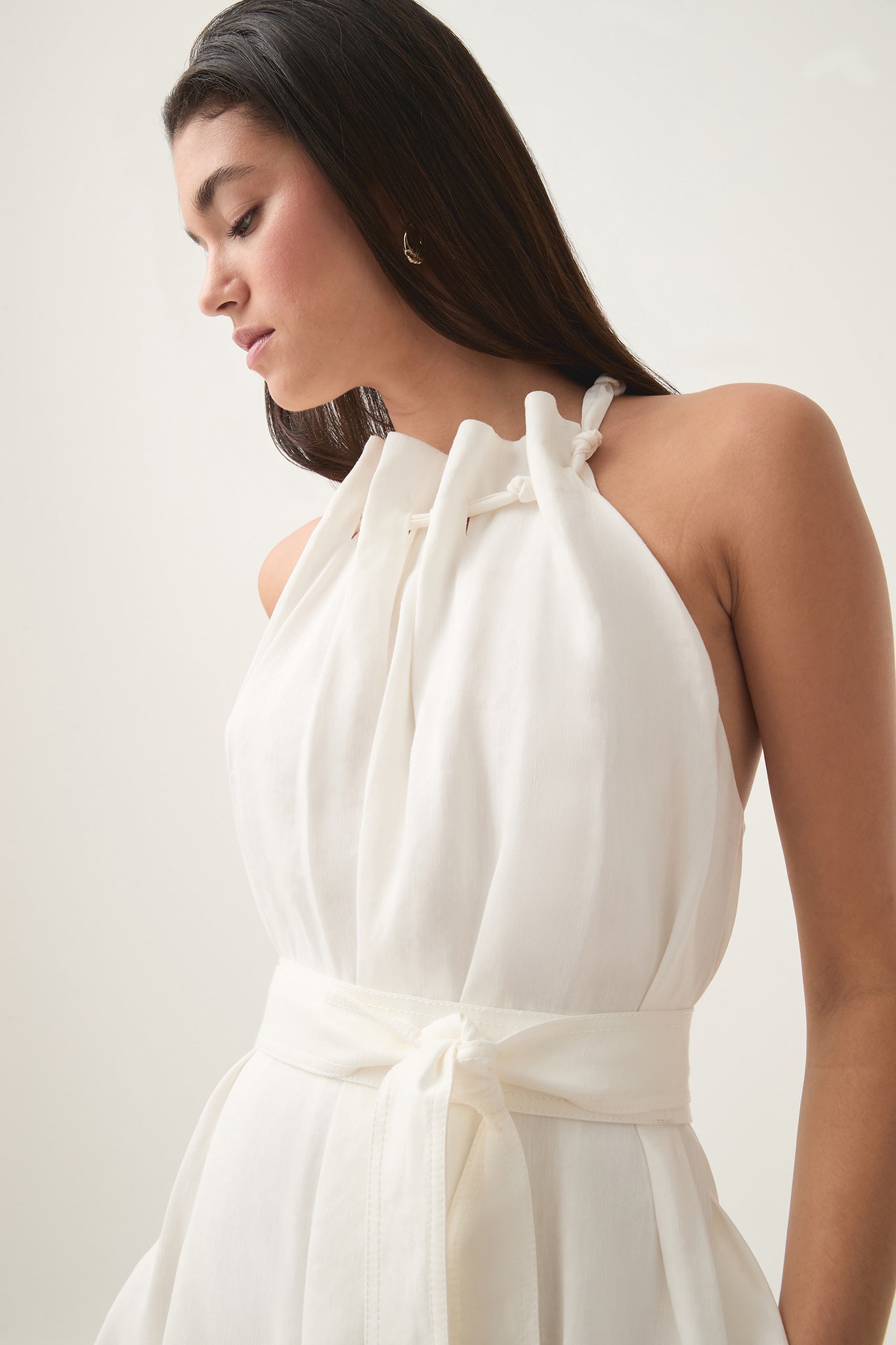 aje mariel trapeze midi dress Mariel Trapeze Midi Dress-IVORY / 16