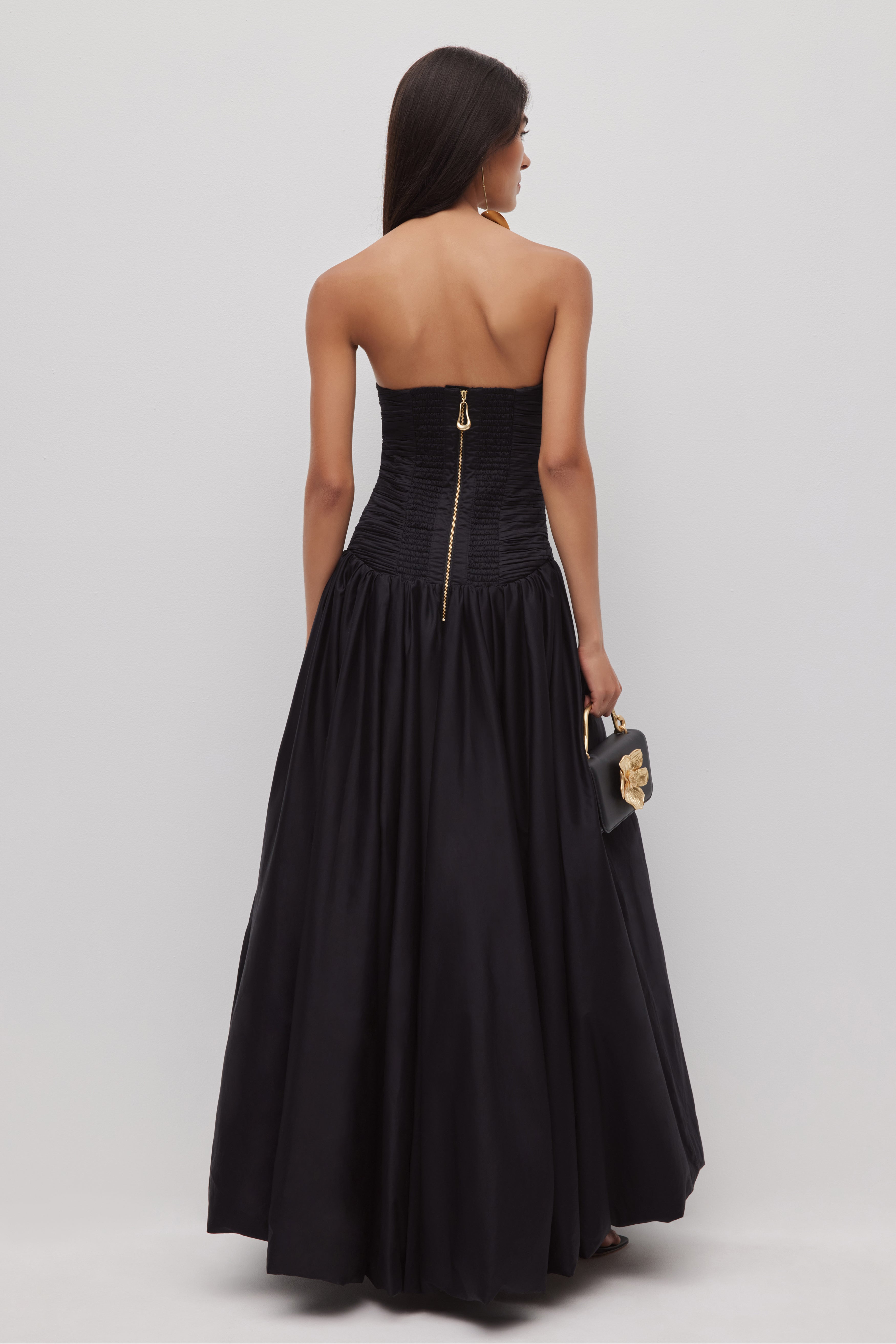 Violette Bubble Hem Maxi Dress | Black Violette Bubble Hem Maxi Dress | Black