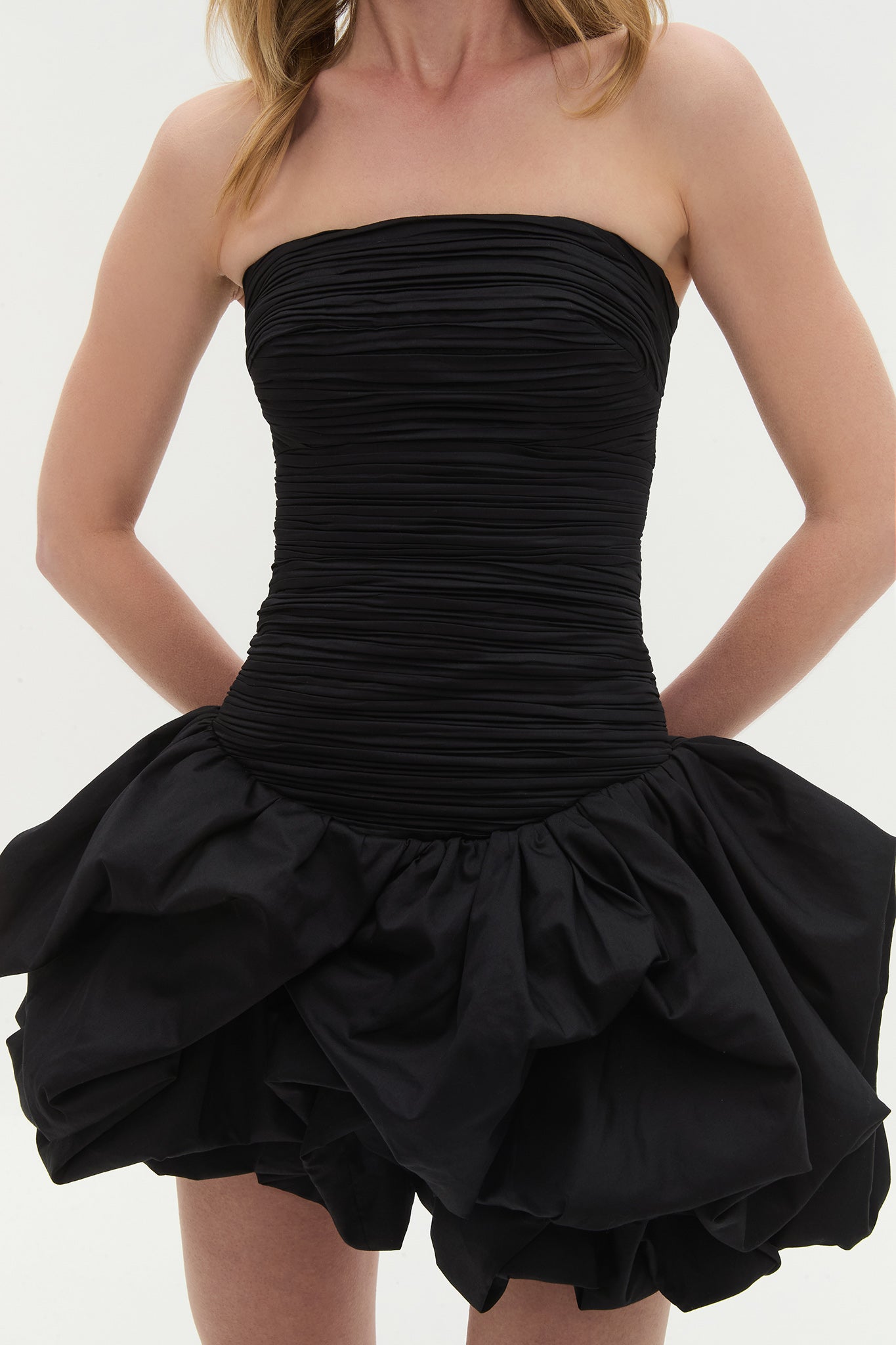 Violette Bubble Hem Mini Dress-BLACK / 4 Violette Bubble Hem Mini Dress-BLACK / 4