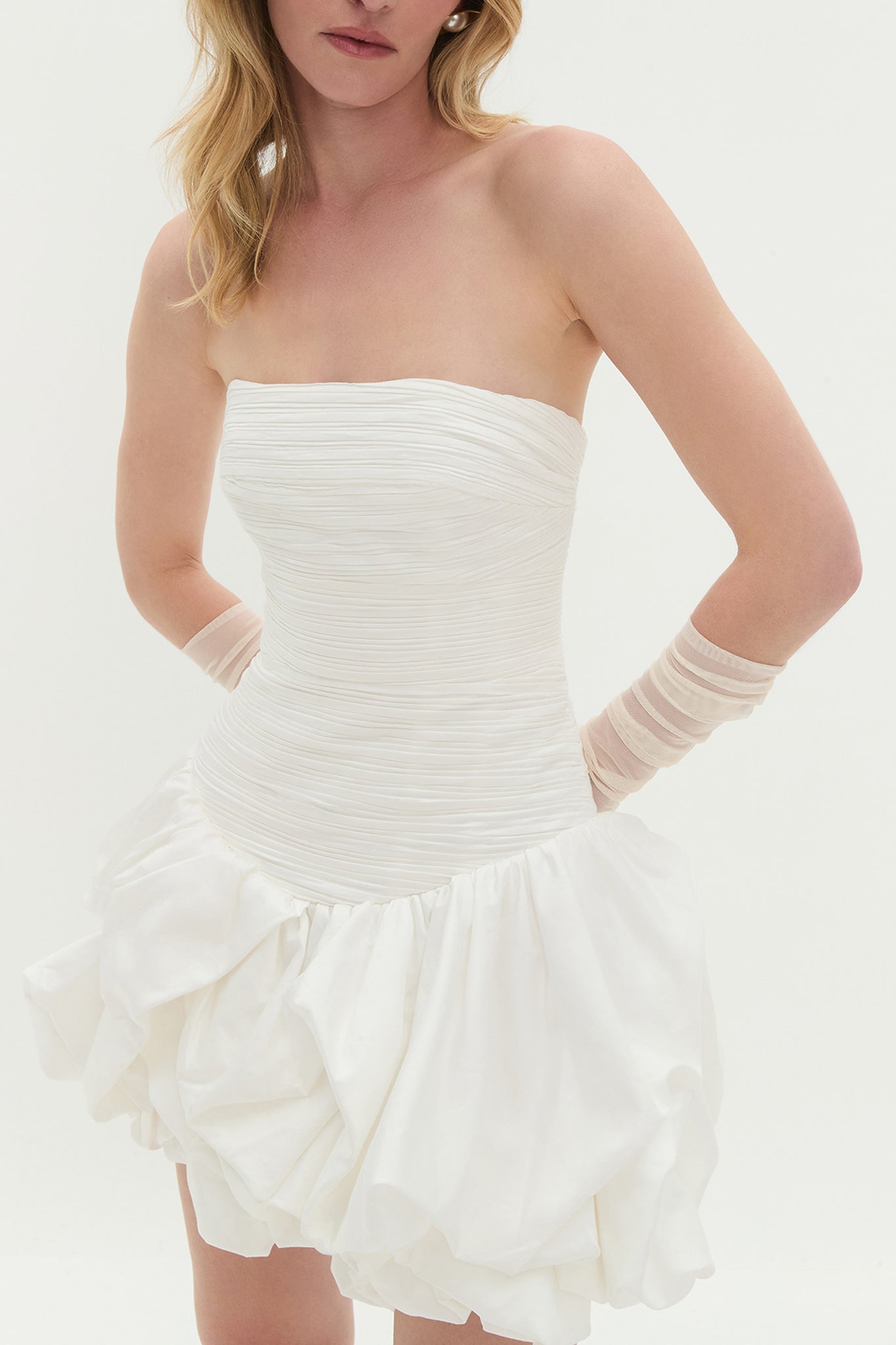 Aje Violette Bubble Hem Mini Dress in Ivory Size 6 & 10 main image 0
