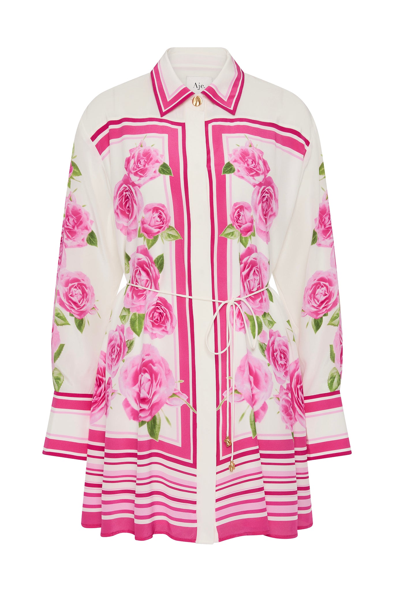 aje silk dress Secret Border Silk Mini Dress-SOFT ROSE LIGHT / 8