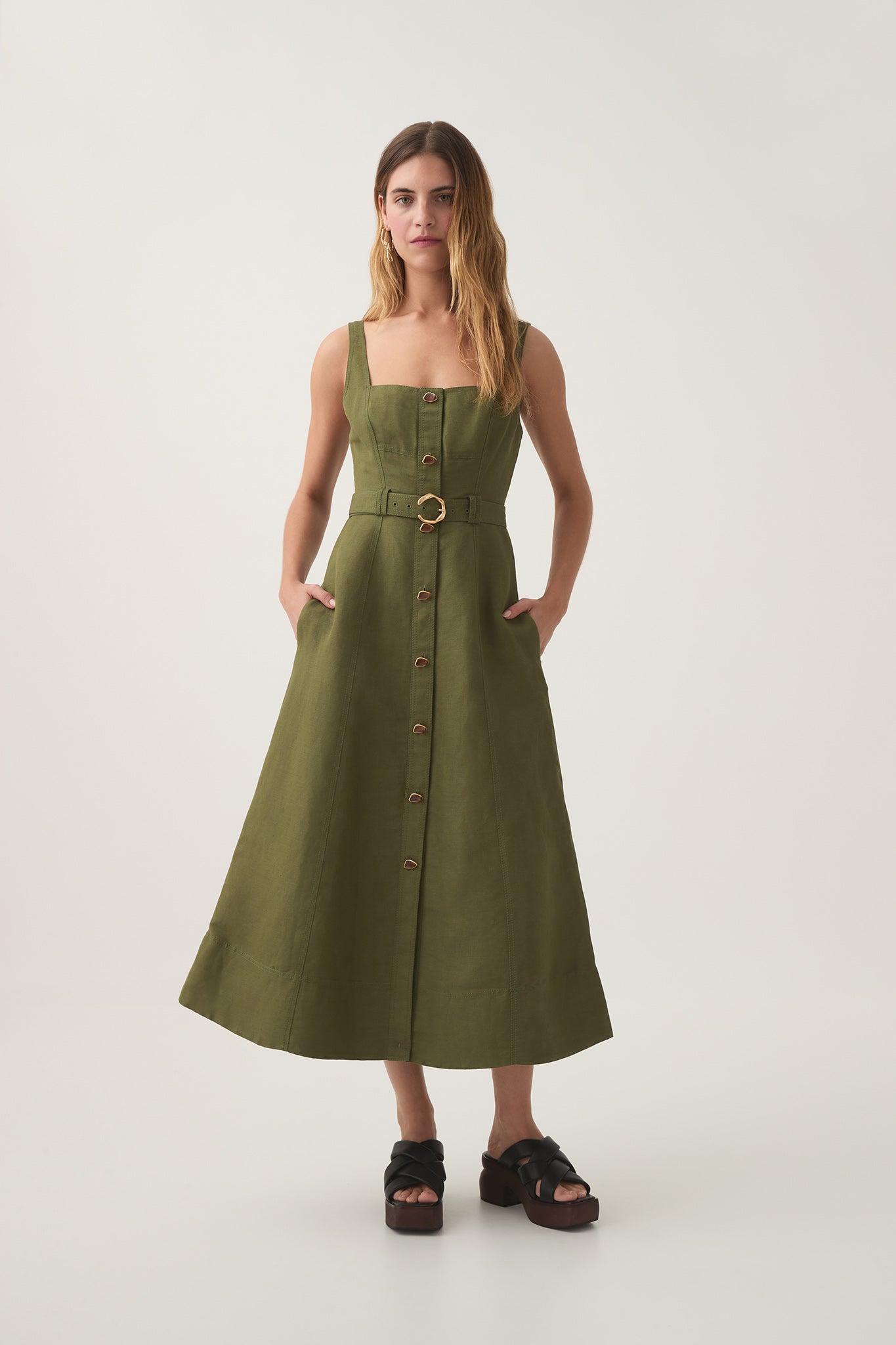 utility midi dress Axle Dress-PALM GREEN / 4 Dark Green Off Shoulder Dress's Color:4#-Pink Neutral sleeveless dress in holiday-costumes