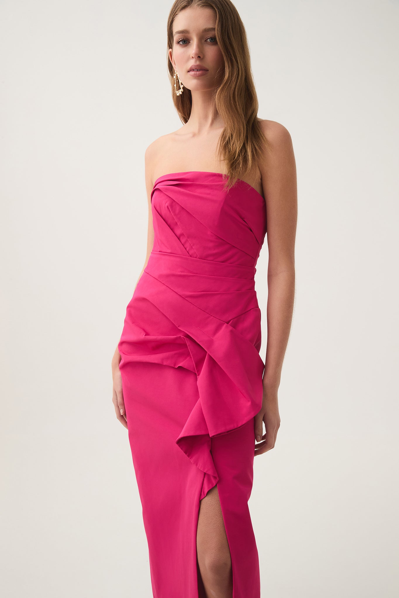 aje magnetic draped midi dress Magnetic Draped Midi Dress-BLACK / 4