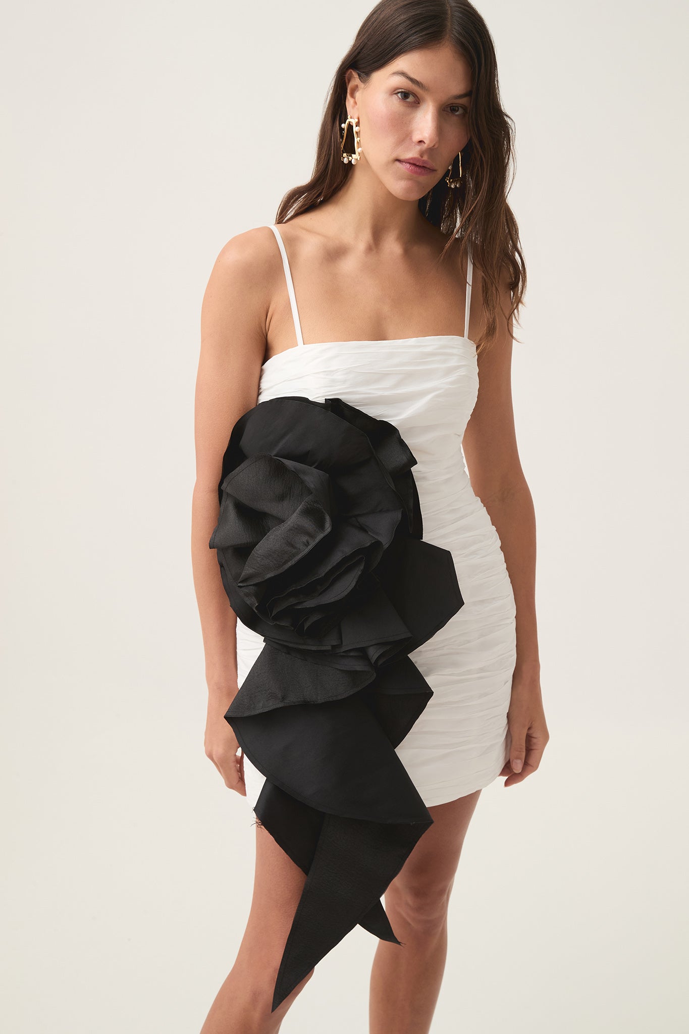 aje spiral ruffle mini dress halter Audra Tie Back Ruffle Wrap Mini Dress Shop American Threads Boutique White / M