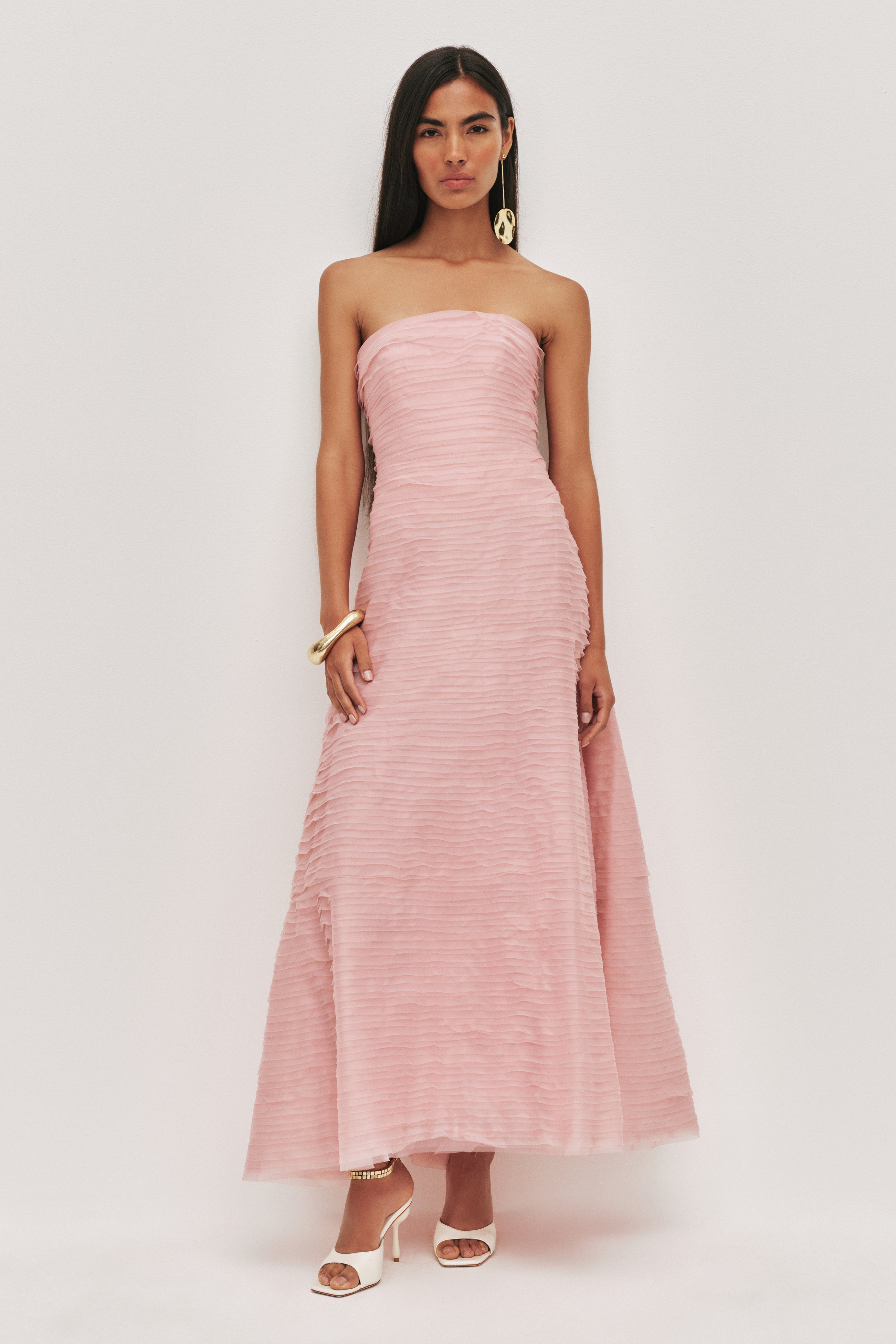 aje light pink dress Aje Violette Bubble Hem Gown Baby Pink Hire For A Night