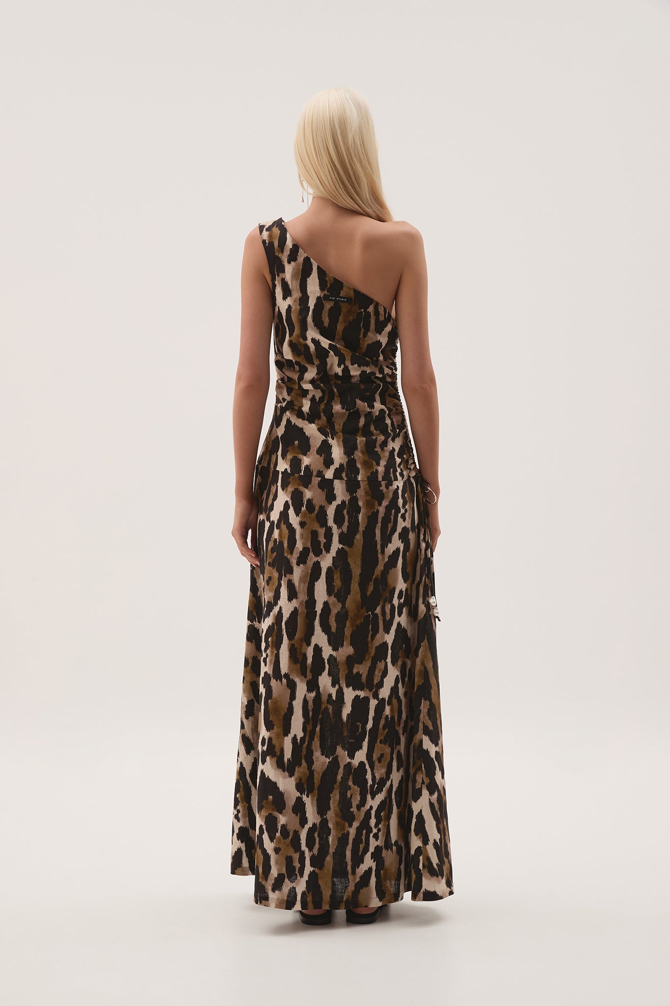 aje daze one shoulder maxi dress Daze One Shoulder Maxi Dress-ANIMAL / 4