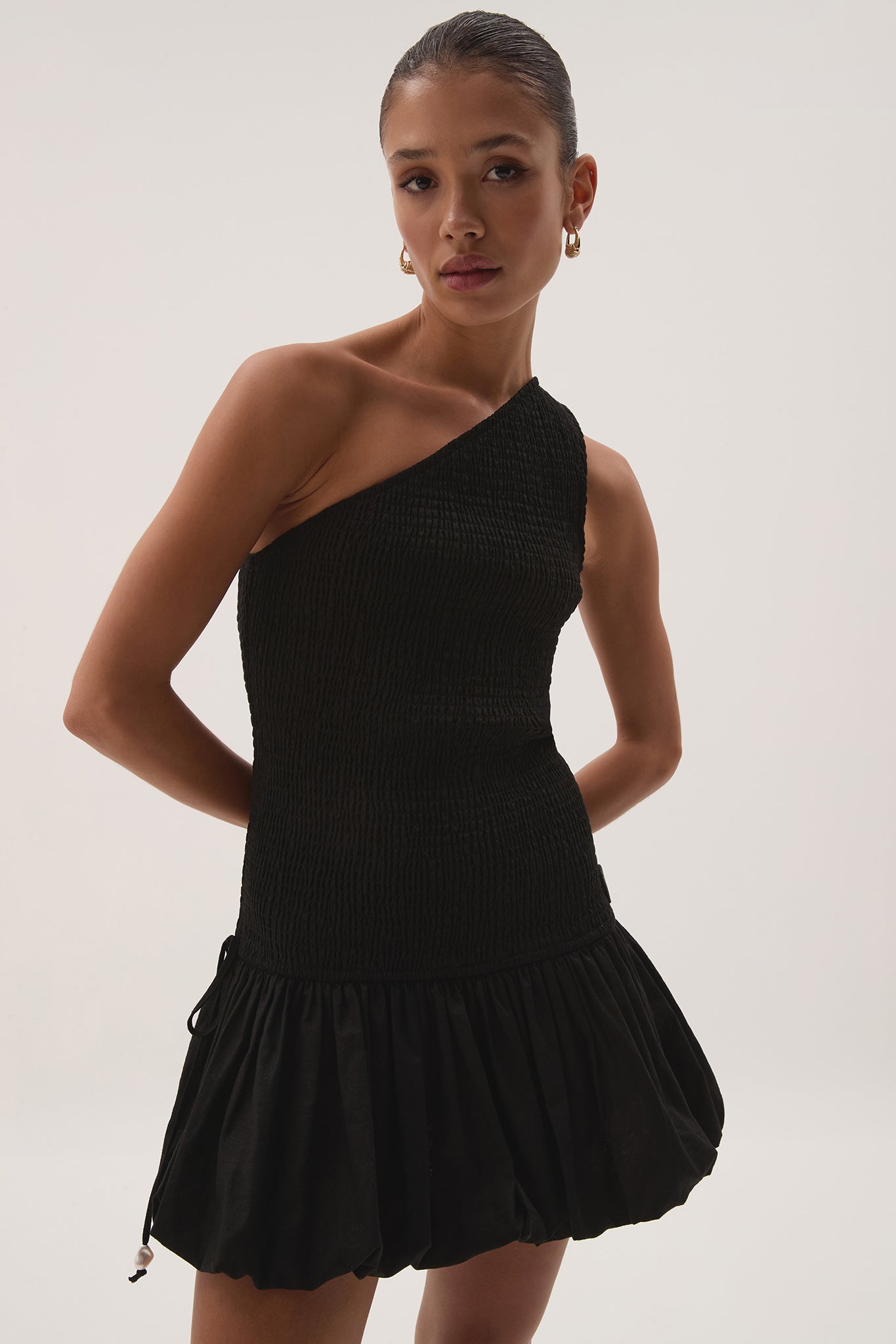 Airlie One Shoulder Mini Dress Black Aje Studio Aje ROW