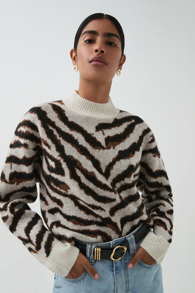 Lennox Jacquard Sweater | Multi Zebra | Aje Studio – Aje International