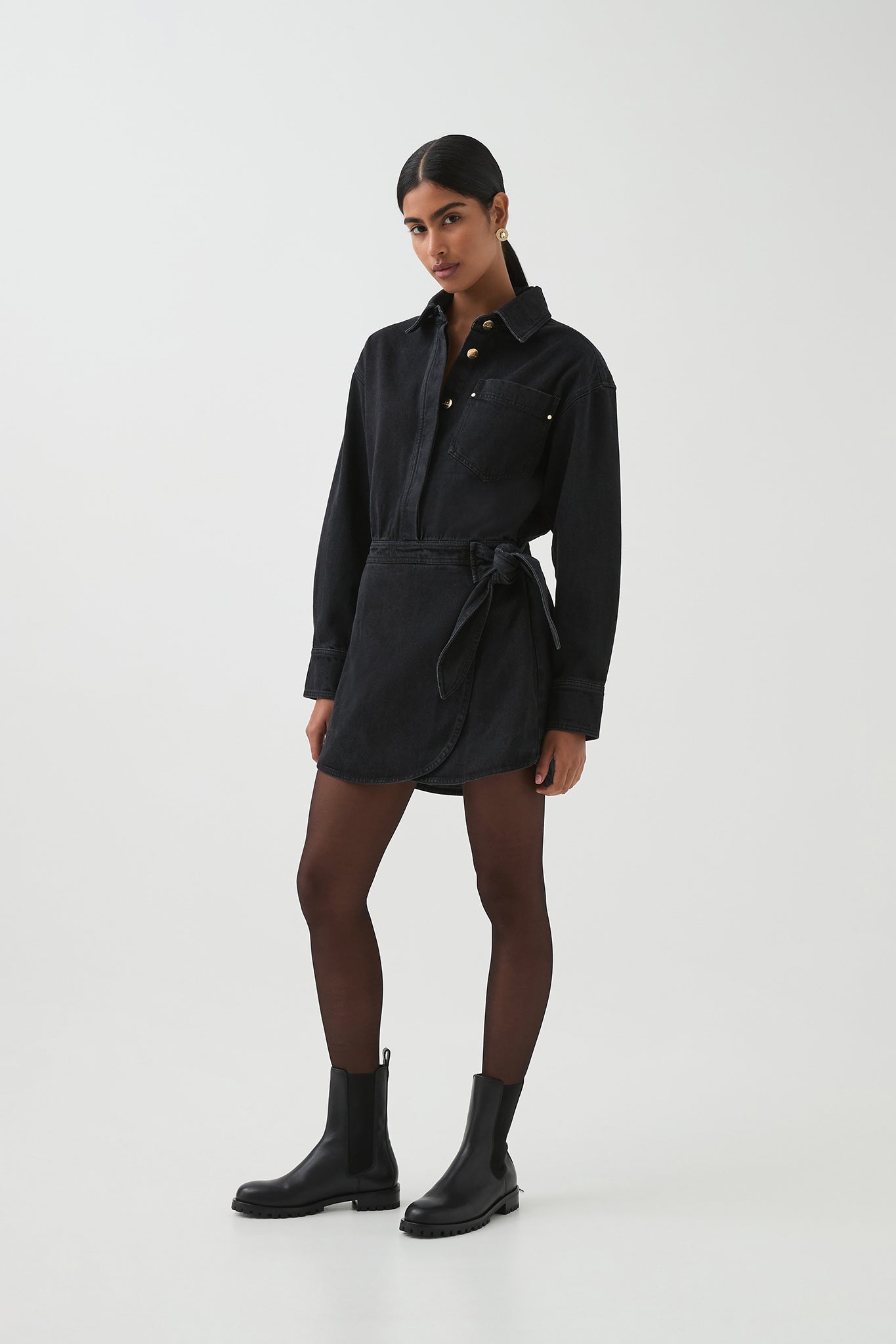 Sienna Shirt Dress | Black Wash