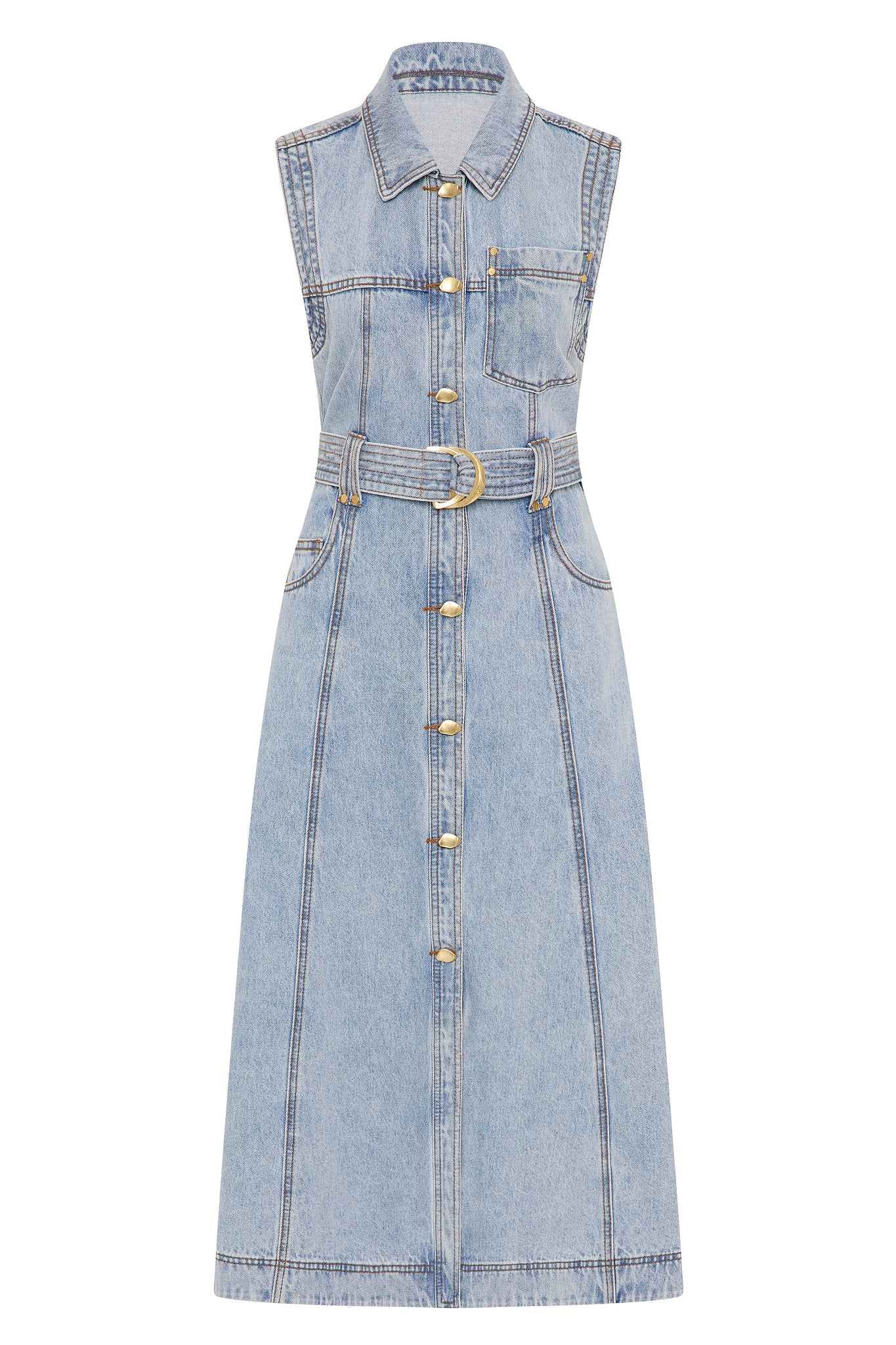 Ray Denim Midi Dress | Sea Spray Wash | Aje Aje International Ray Denim Midi Dress | Sea Spray Wash | Aje Aje International