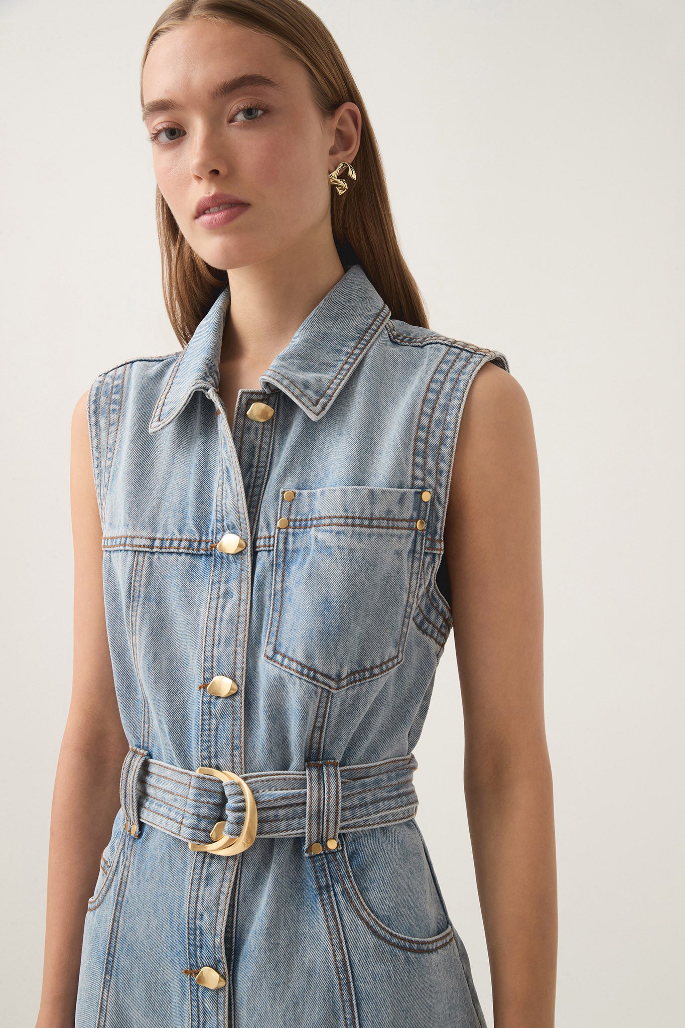 Ray Denim Midi Dress | Sea Spray Wash | Aje Aje International Ray Denim Midi Dress | Sea Spray Wash | Aje Aje International