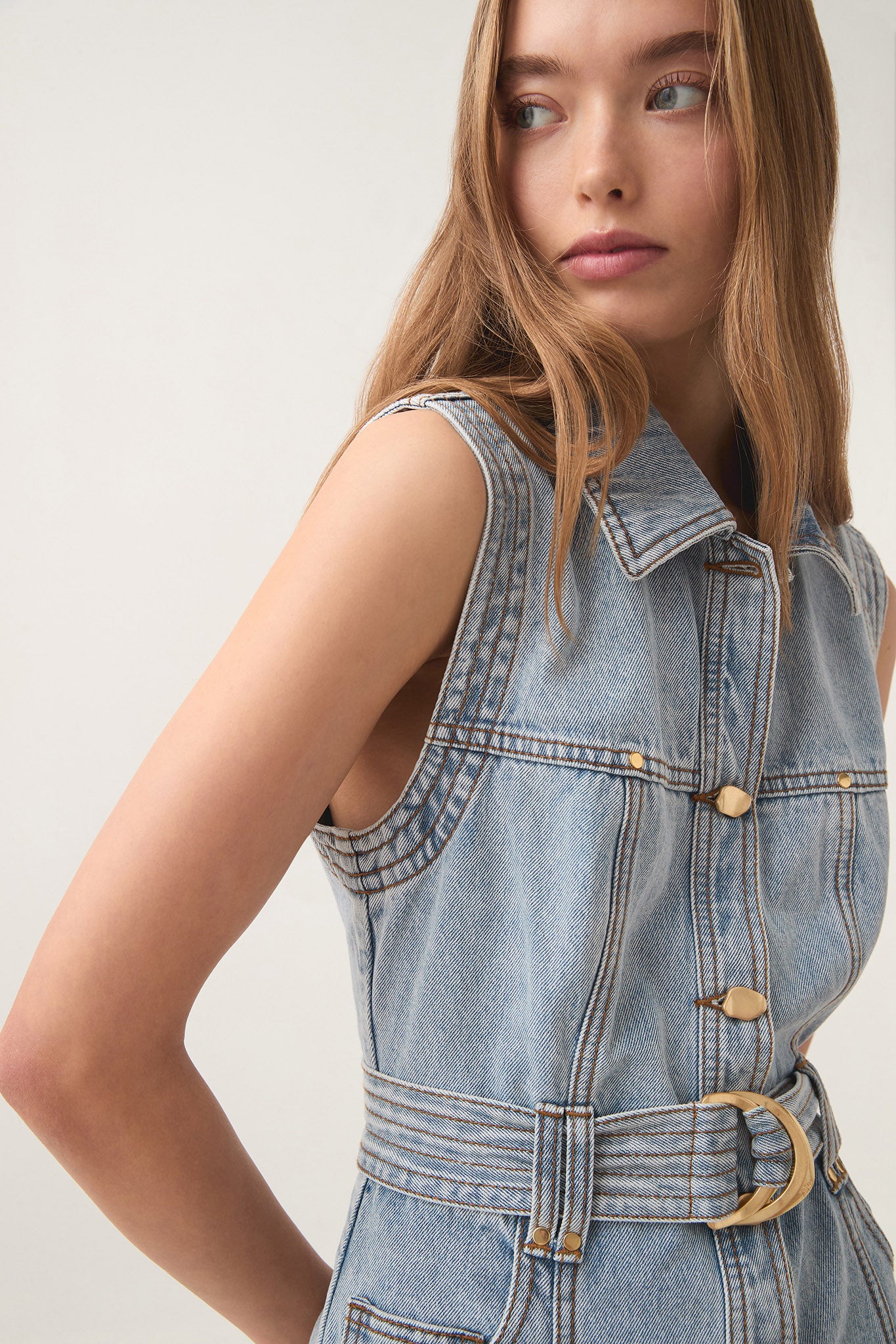 Ray Denim Mini Dress-SEA SPRAY WASH / 4 Ray Denim Mini Dress-SEA SPRAY WASH / 4