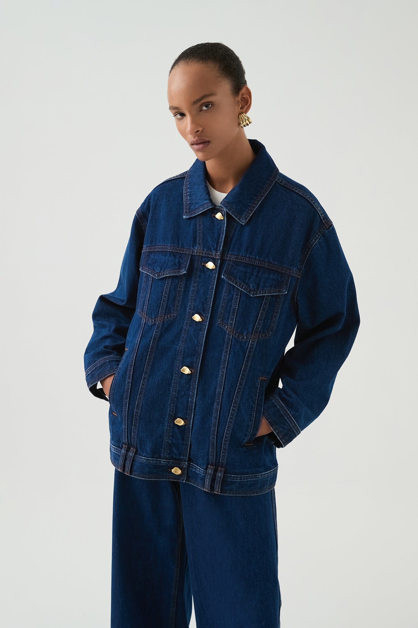 Carmen Denim Jacket-WASHED INDIGO - Main Image