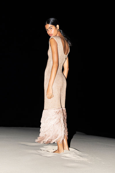 green emerald velvet dress Rose Gold Knitted One Shoulder Belted Dress