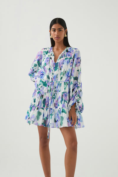 aje clover corded midi dress Clover Mini Dress-LILAC DAWN / 4