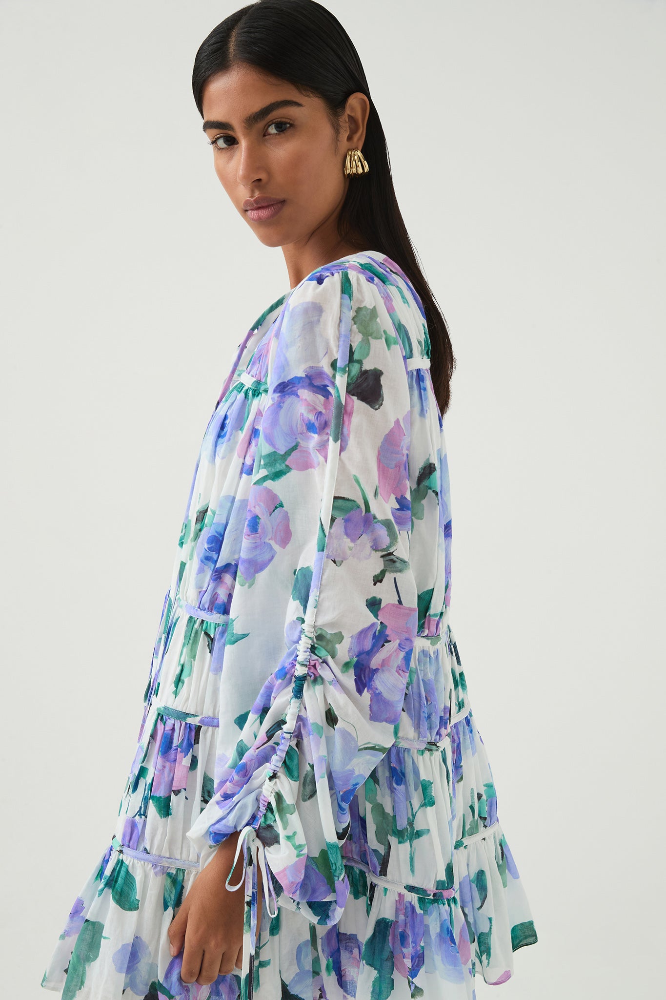 aje dress purple Adelie Puff Sleeve Midi Dress-PLUM PURPLE / 4
