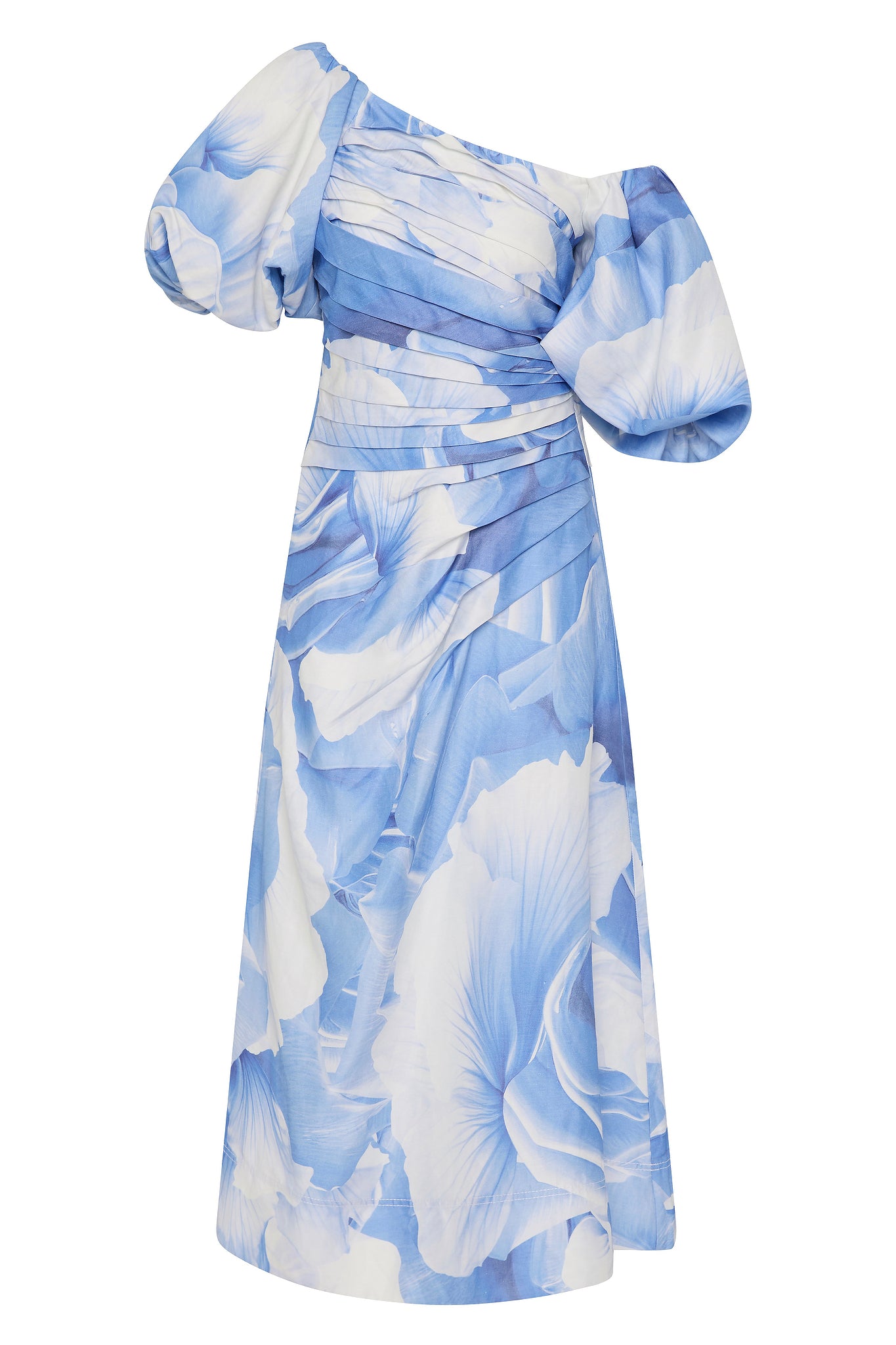 Cadence Ruched Midi Dress | Prismatic Floral Blue | Aje Aje International Cadence Ruched Midi Dress | Prismatic Floral Blue | Aje Aje International