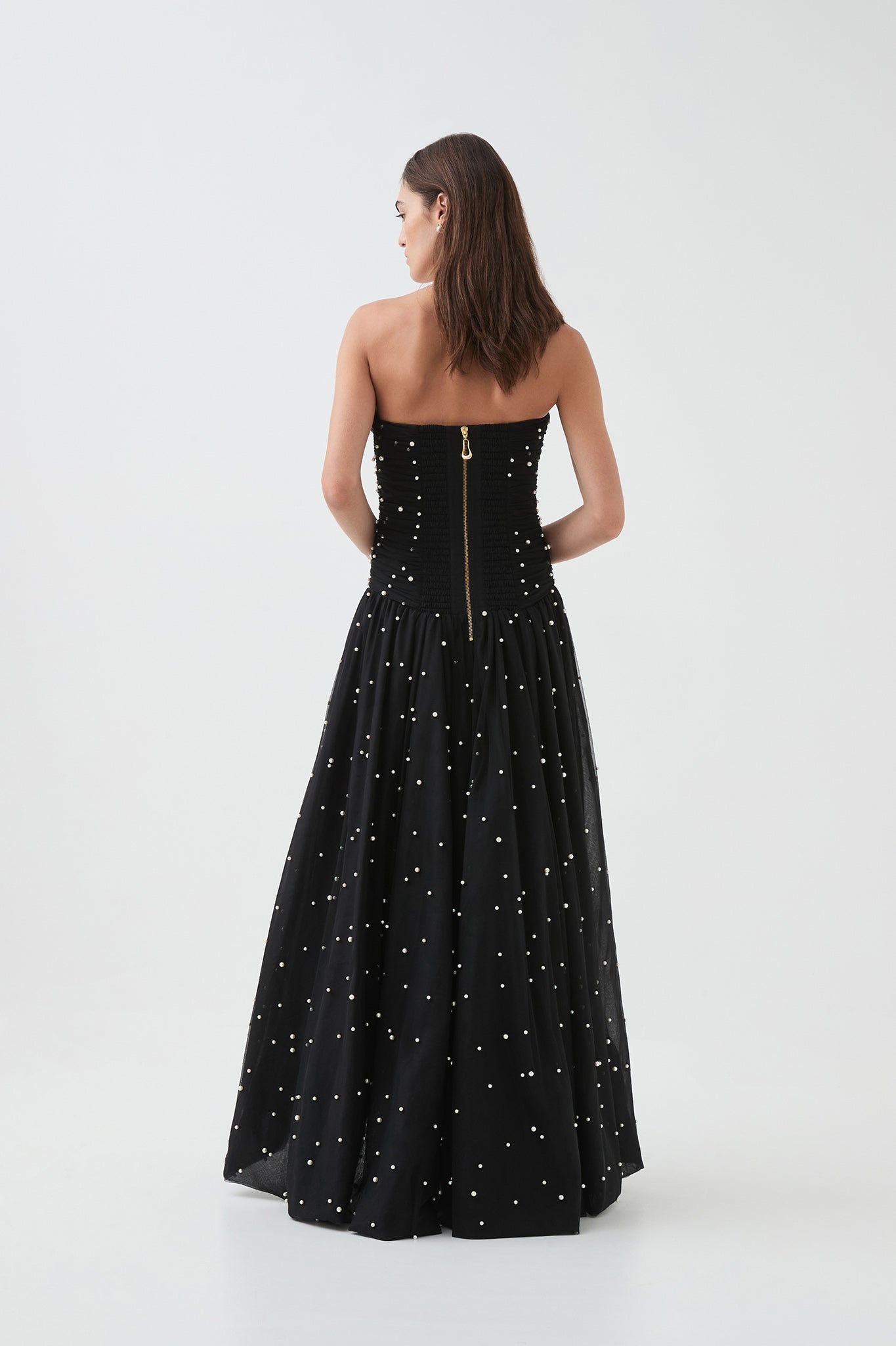 aje black dress with pearls Aje - Divinity Pearl Pin Midi Dress