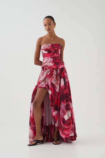 Flora Gown | Prismatic Floral Red