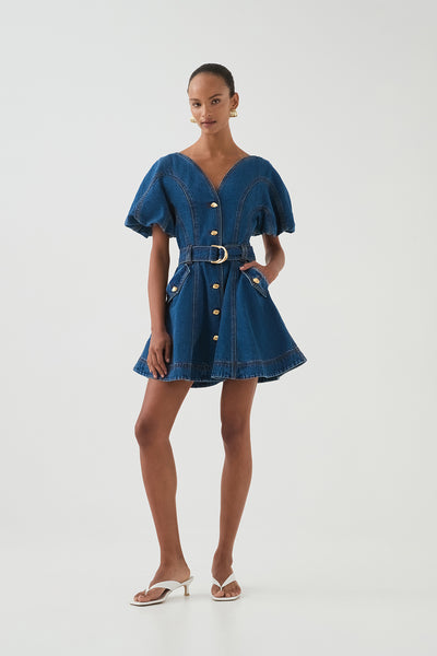 Harper Denim Mini Dress-CLASSIC WASH / 4