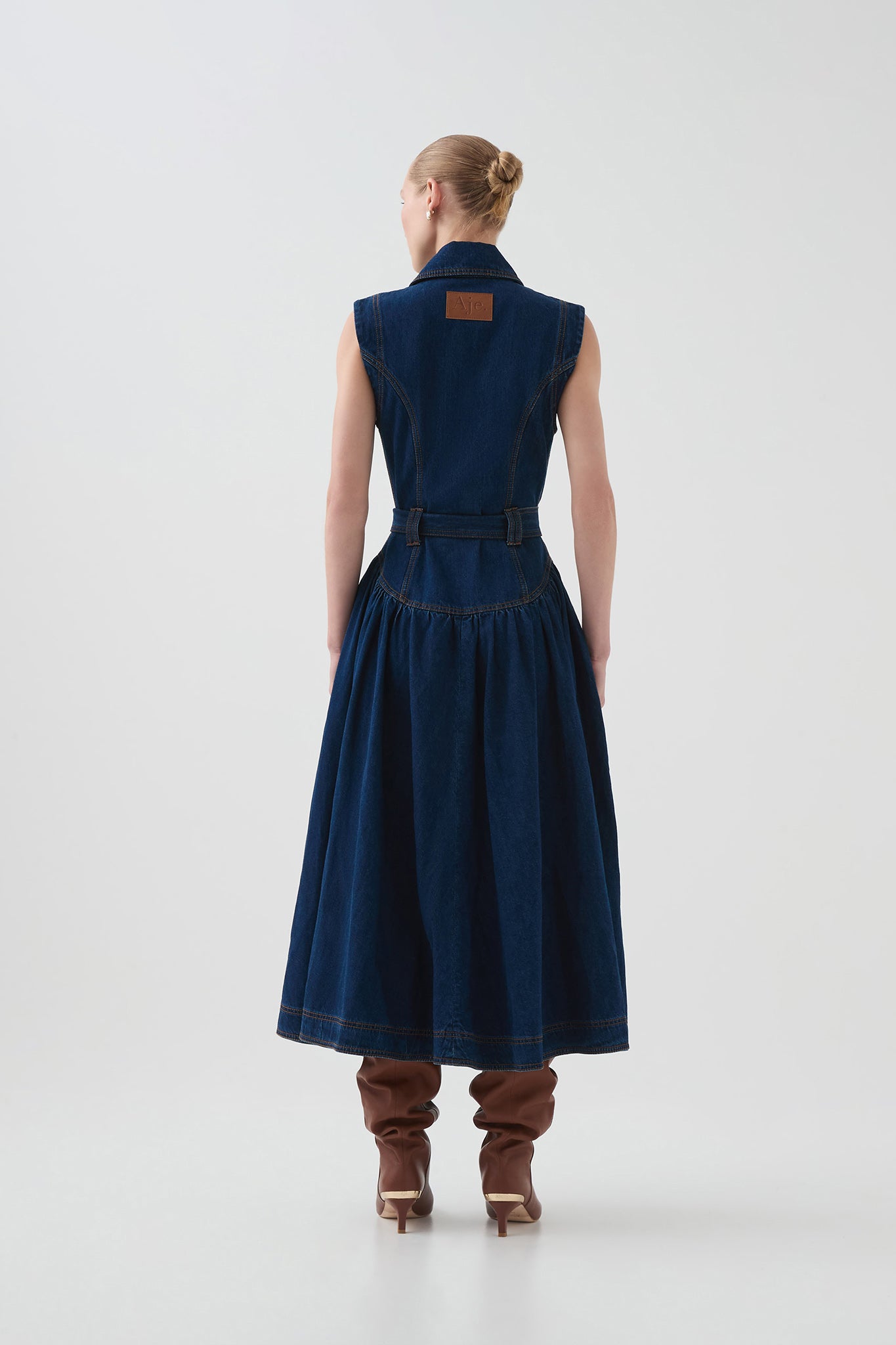 aje black denim dress Willa Denim Mini Dress-BLACK / 4