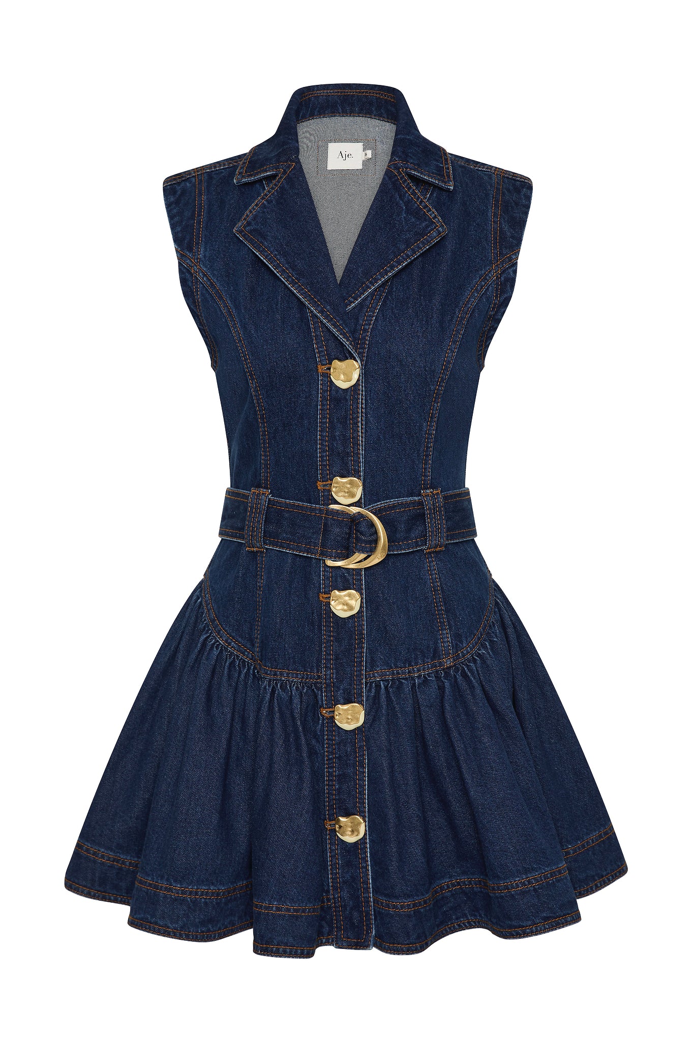 Elena Belted Denim Mini Dress-DARK CLASSIC WASH / 10 Elena Belted Denim Mini Dress-DARK CLASSIC WASH / 10