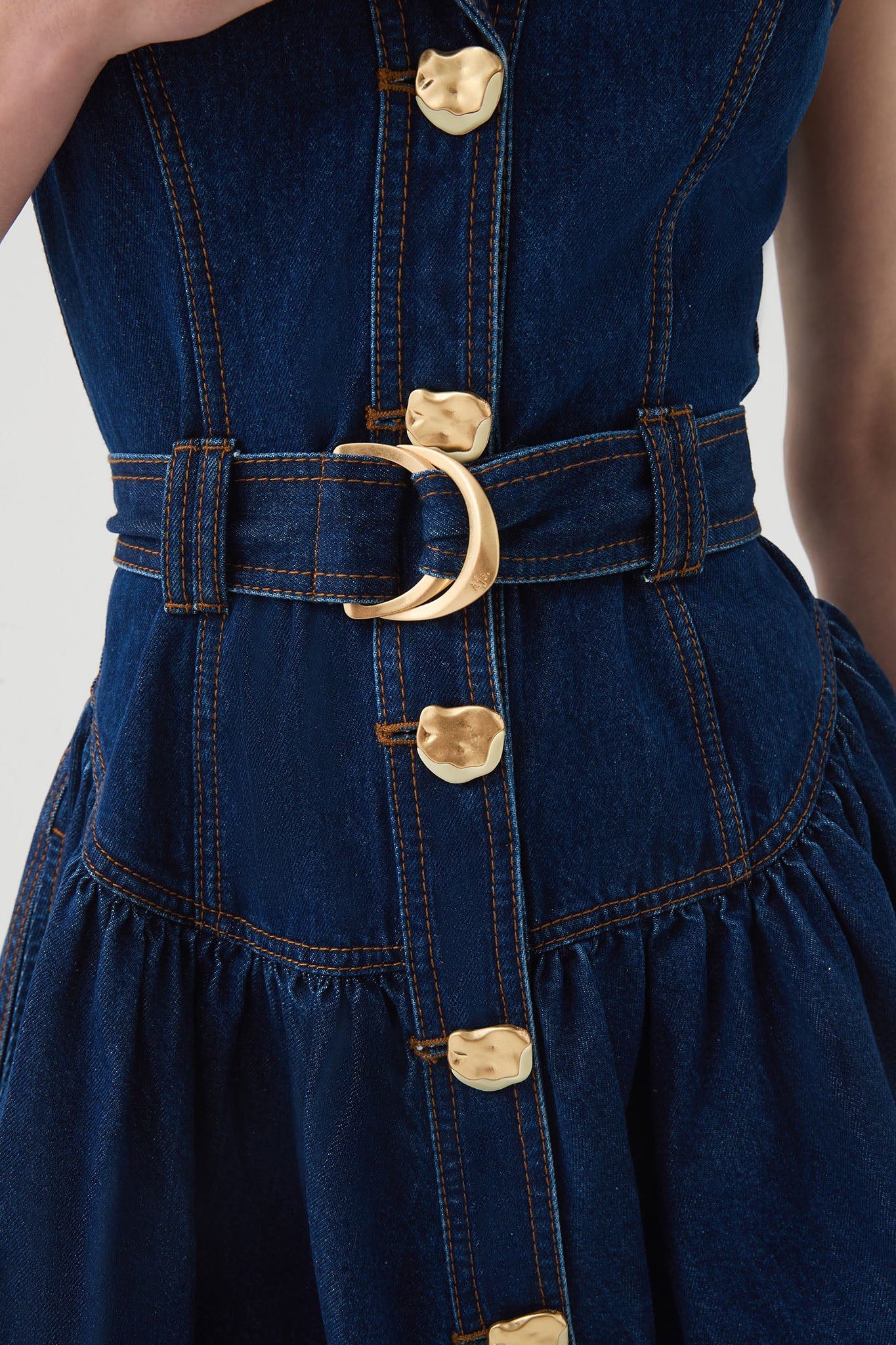 elena belted denim mini dress Aje Elena Belted Denim Midi Dress