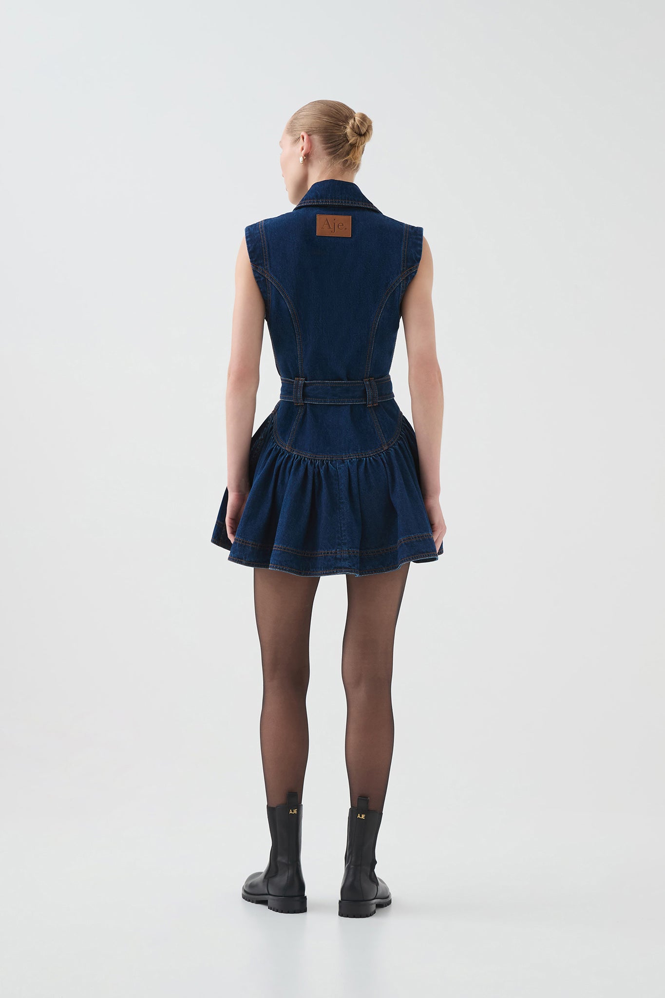 Elena Belted Denim Mini Dress-DARK CLASSIC WASH / 10 Elena Belted Denim Mini Dress-DARK CLASSIC WASH / 10