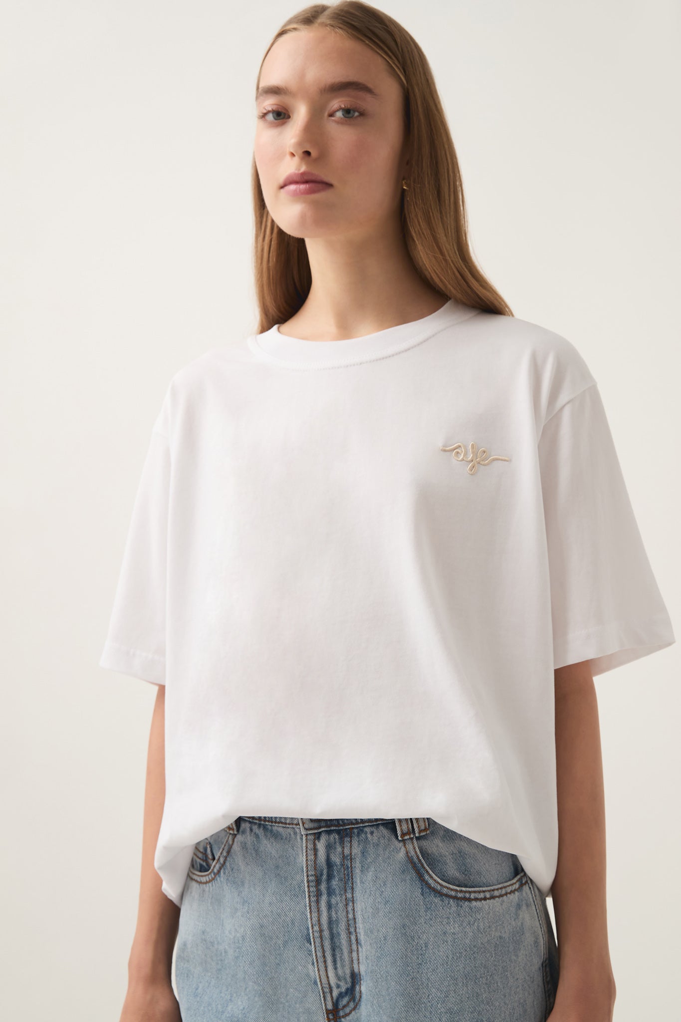 Adrift Oversized Tee-WHITE/BEIGE / XXS