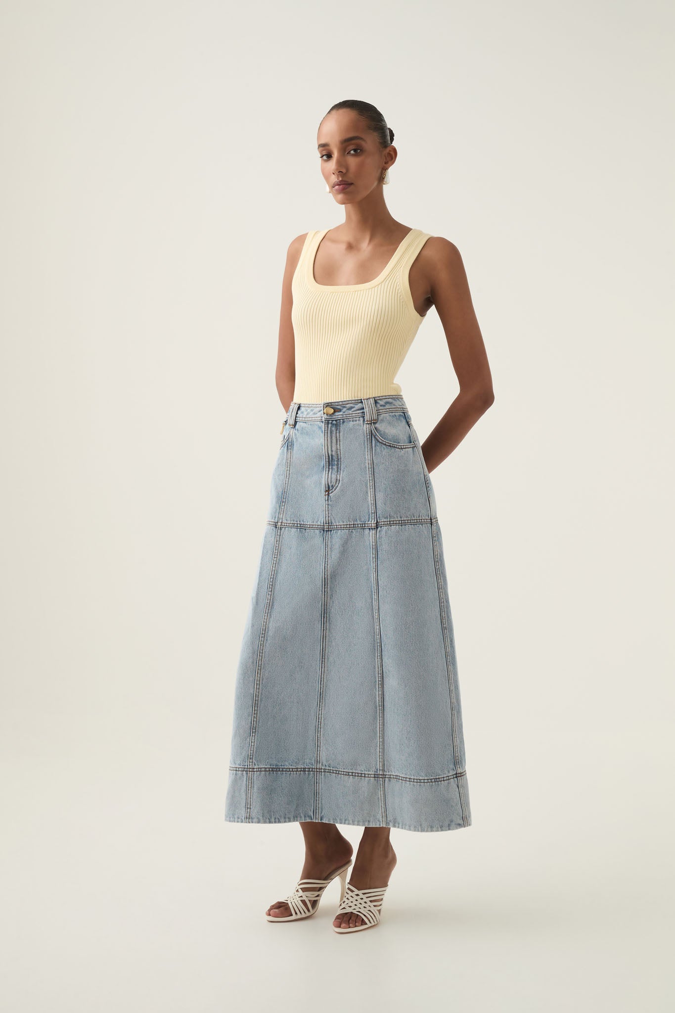 aje aura denim dress Aje Aura Denim Mini Tunic Dress Sea Spray Wash Passion