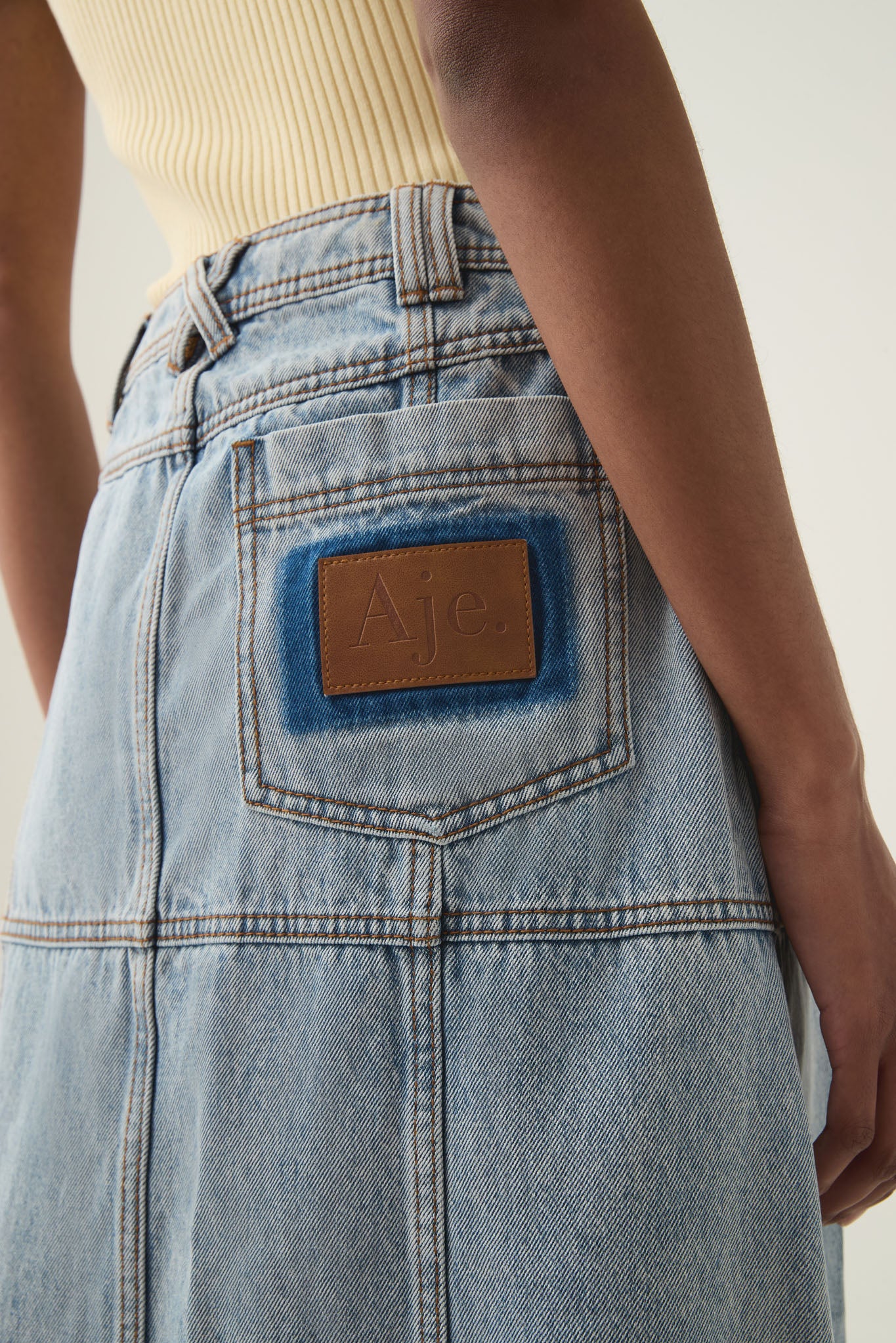 aje aura denim dress Ray Denim Mini Dress-SEA SPRAY WASH / 4