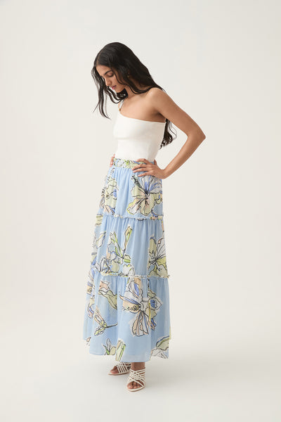 Romantica Voile Midi Skirt | Blue Hibiscus | Aje – Aje ROW