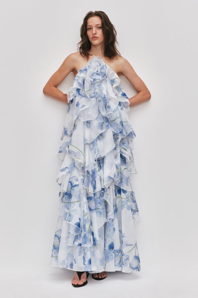 aje pandorea layered maxi dress | Iris Size:Large fits 9/10 Premium Collection Denim Mini Dress - creating a blend of