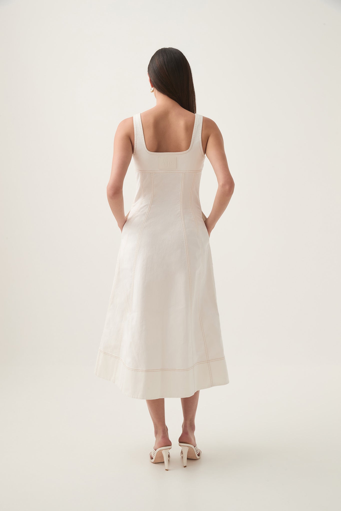 aje white denim dress AJE Women's Ren Denim Mini Dress