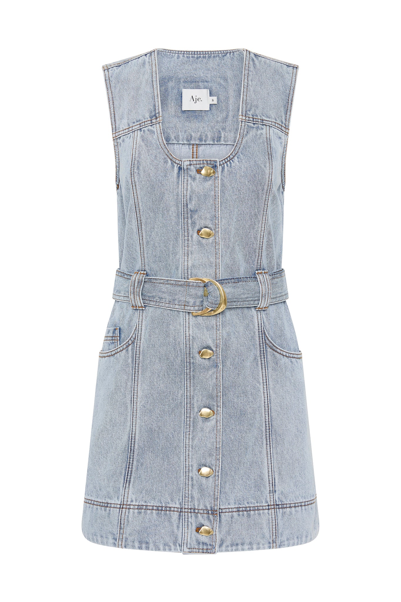 Aura Denim Mini Dress-SEA SPRAY WASH / 4 Aura Denim Mini Dress-SEA SPRAY WASH / 4