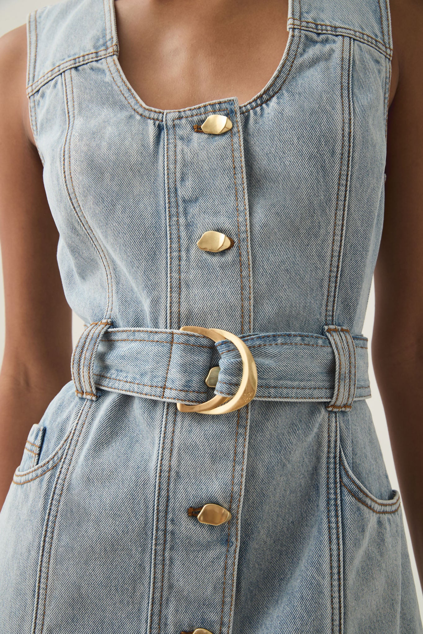 Aura Denim Mini Dress-SEA SPRAY WASH / 4 Aura Denim Mini Dress-SEA SPRAY WASH / 4